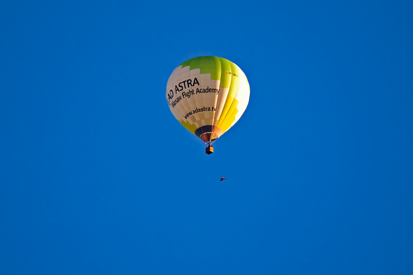 Skydive from hot air balloon. Nowy Targ, Poland.