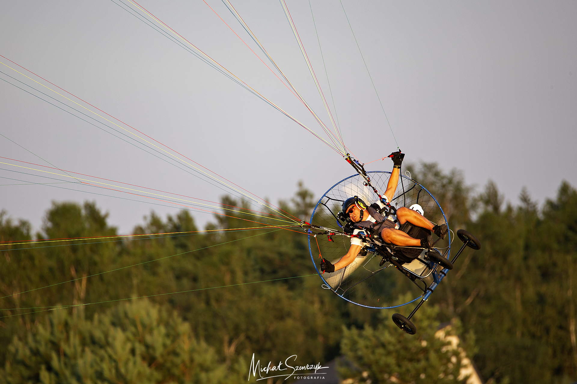 Michał Radka participating in Paramotor Slalom Polish Championship, Przykona. Poland.