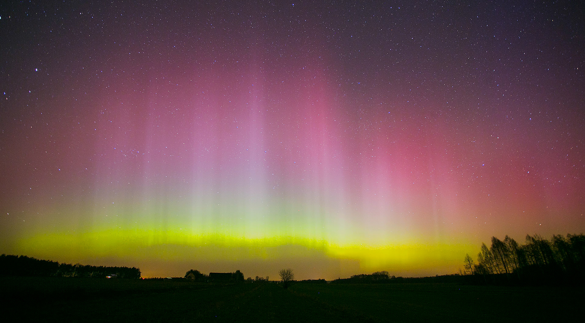 Aurora Borealis over Northern Masovian, Poland.