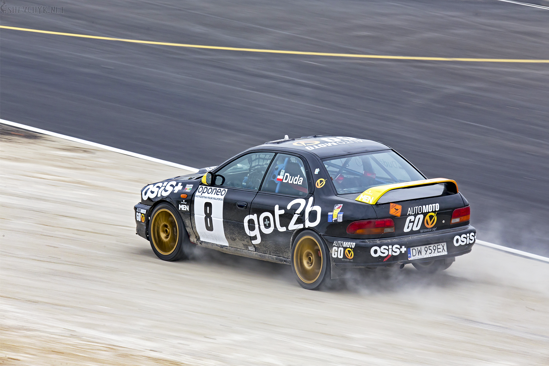 Gracjan Duda in his Subaru. Słomczyn, Poland.