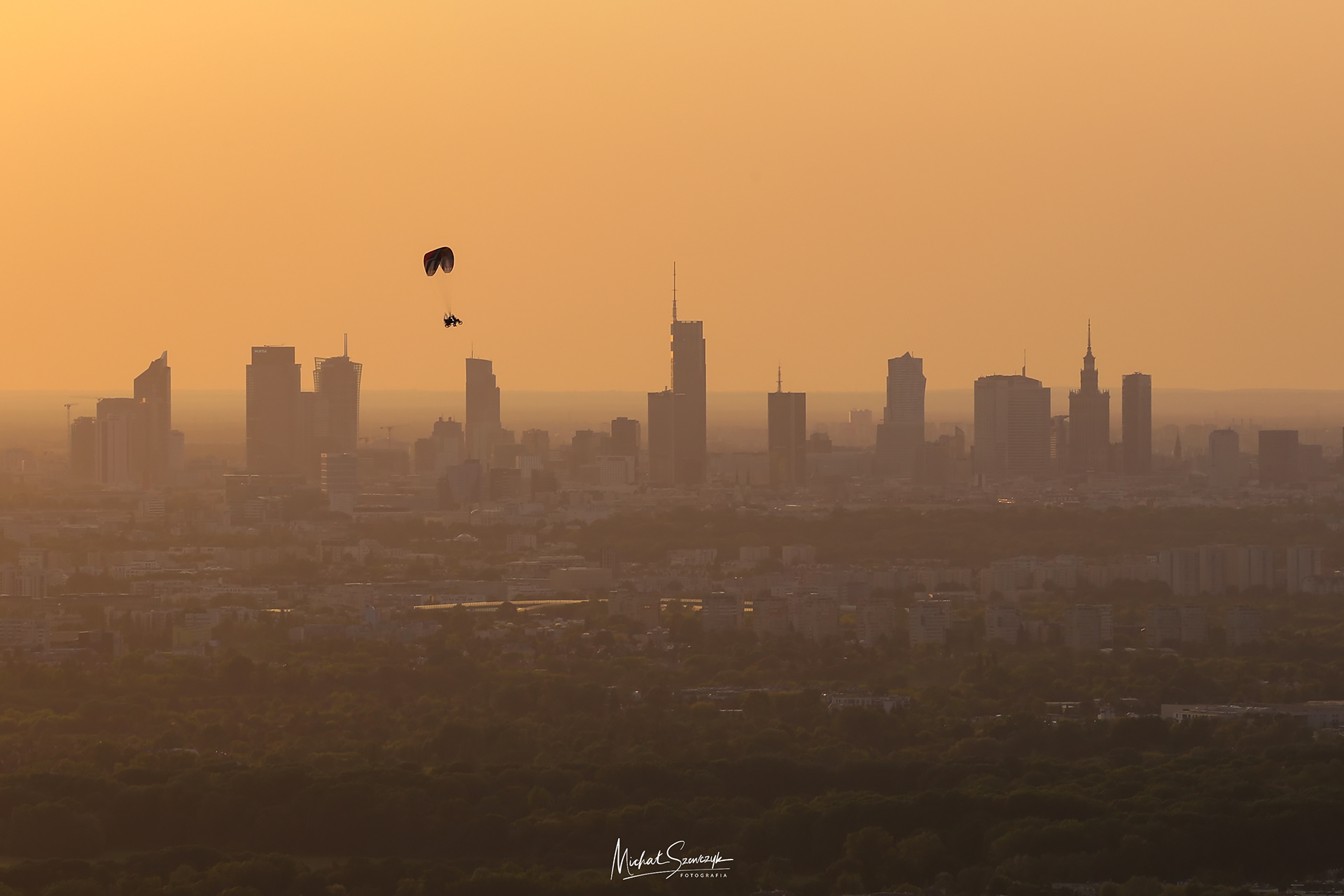 Andrzej over Warsaw Skyline, Poland