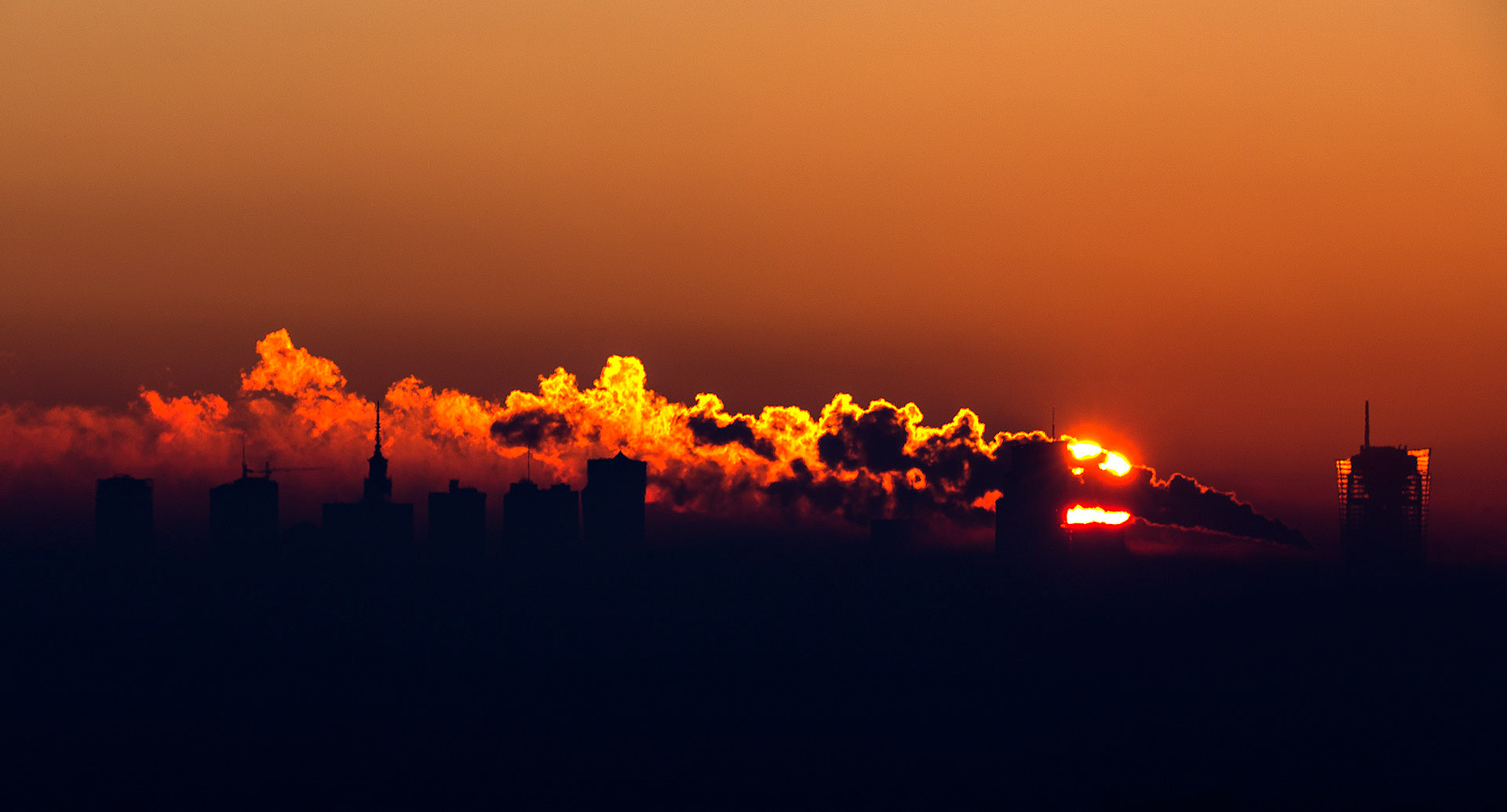 Frozy winter in Warsaw. Poland.