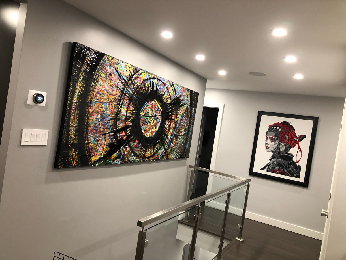 SHAKRA'S, 2016, Ink, acrylic, paste and epoxy on canevas, 46x96 in