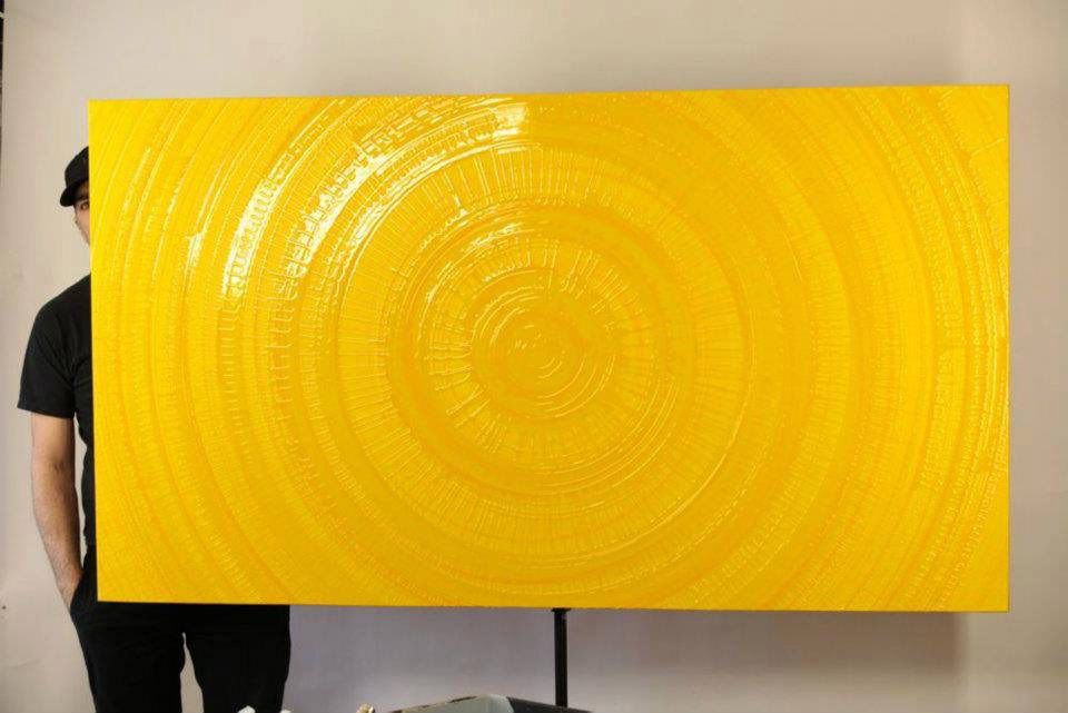 PRANA, 2013, Ink, acrylic, paste and epoxy on canevas, 42x72 in