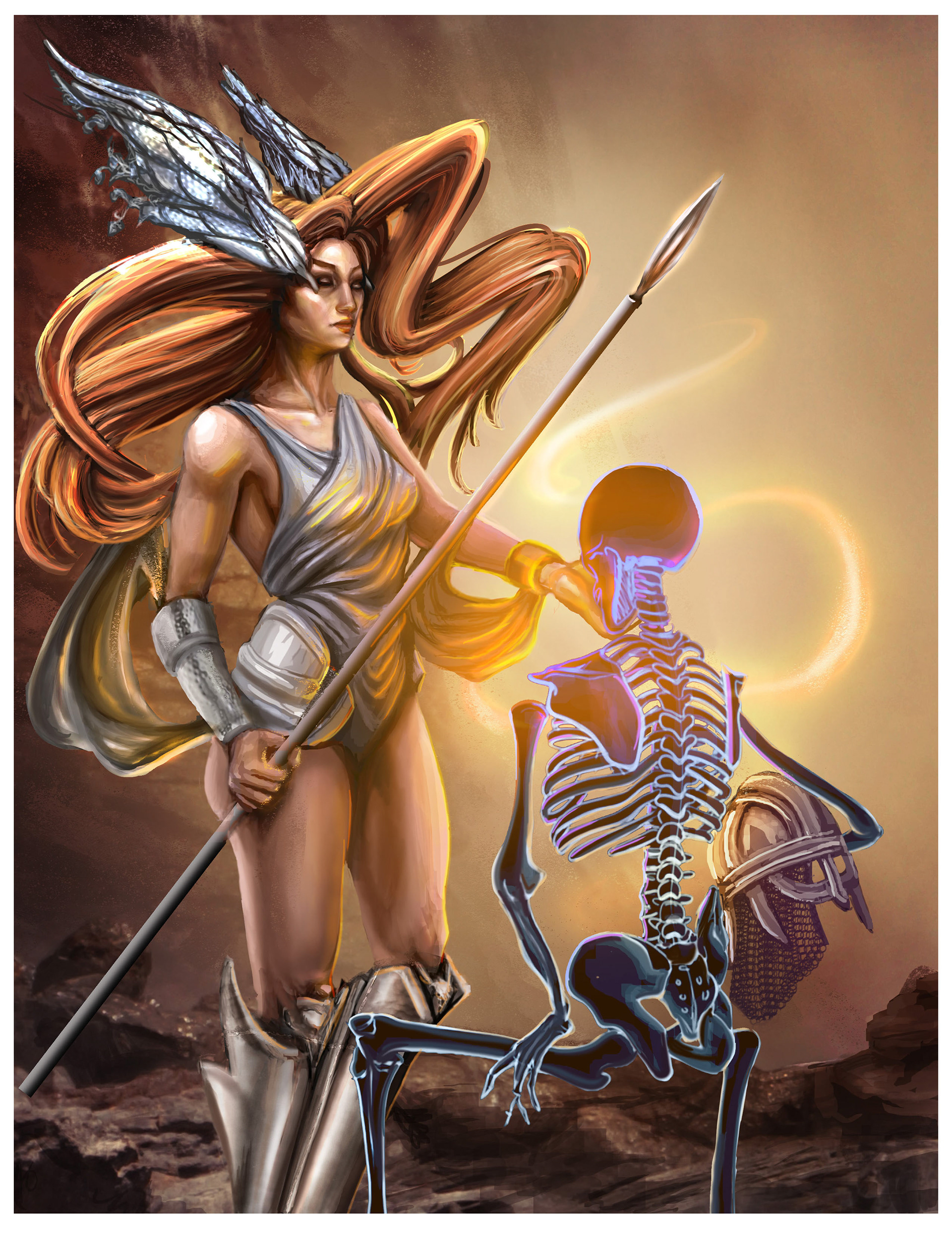 Valkyrie Claims a Fallen Soldier, Digital Illustration, November 2018