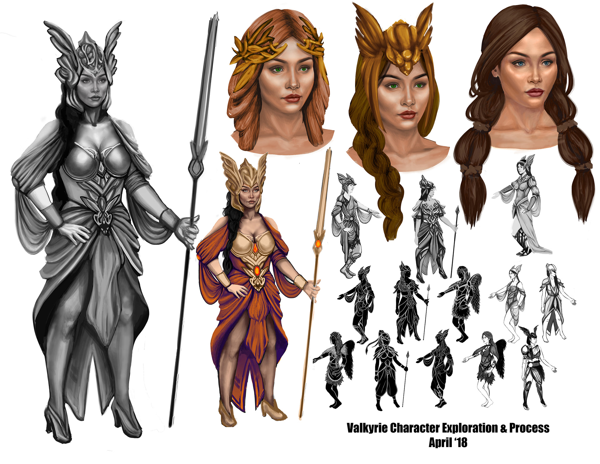 Character Exploration for a Valkyrie from Norse mythology, April 2018