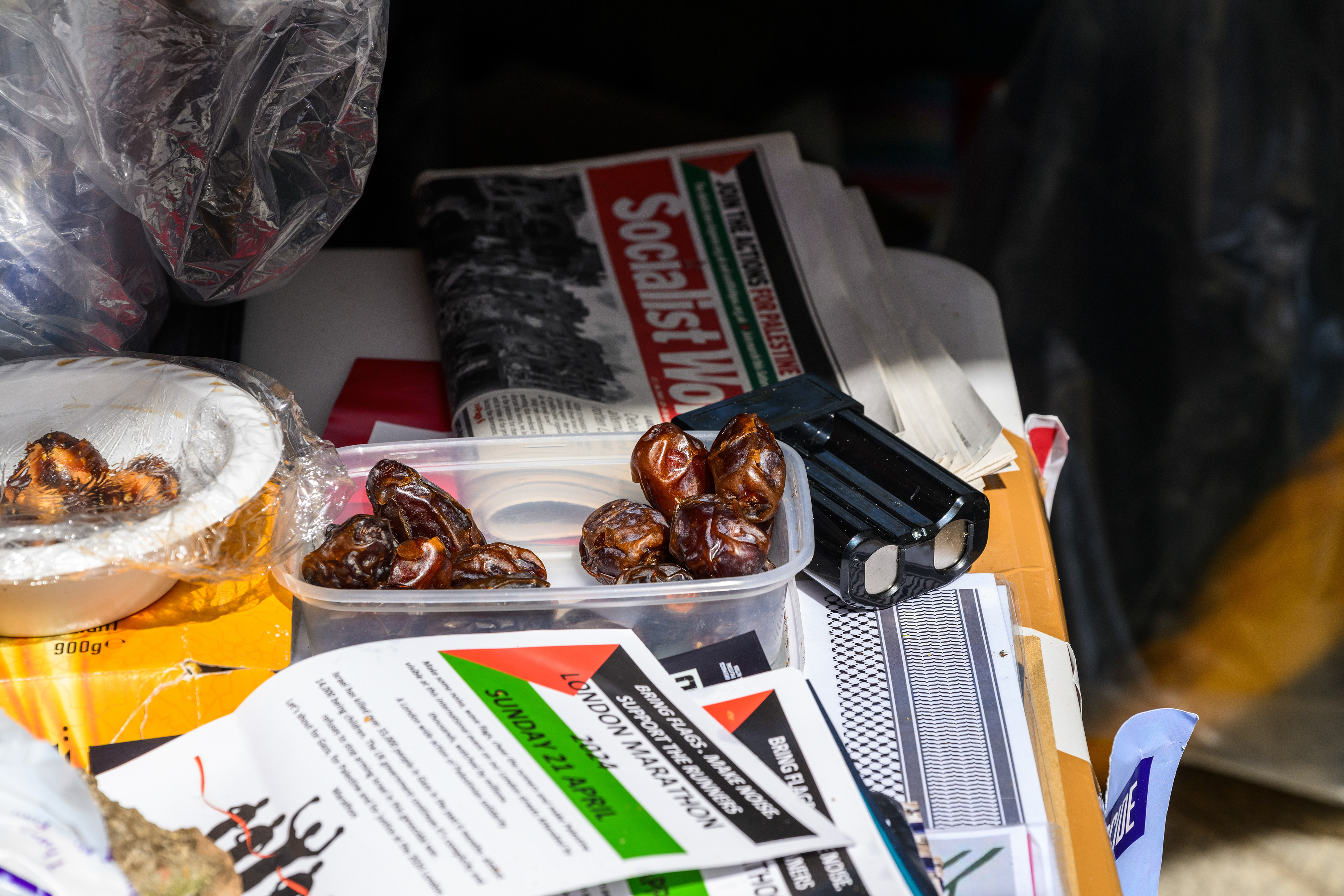 Dates are commonly seen in the camps communal kitchen. Dates are a significant food in Palestine and are associated with food security in Gaza