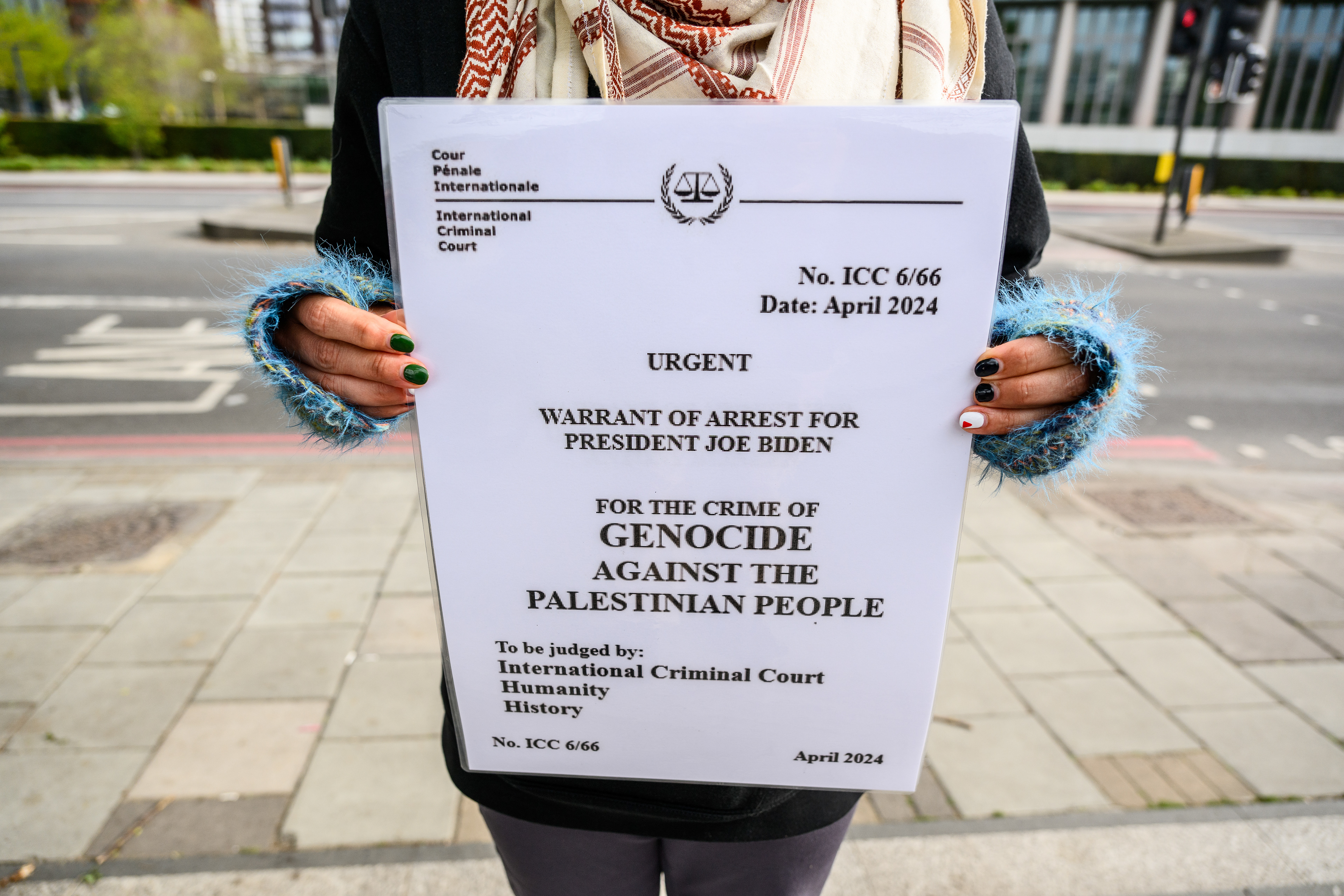 The activists at the camp created arrest warrants for Joe Biden and Anthony Blinken for the crime of genocide. The group hand delivered these to the US Embassy