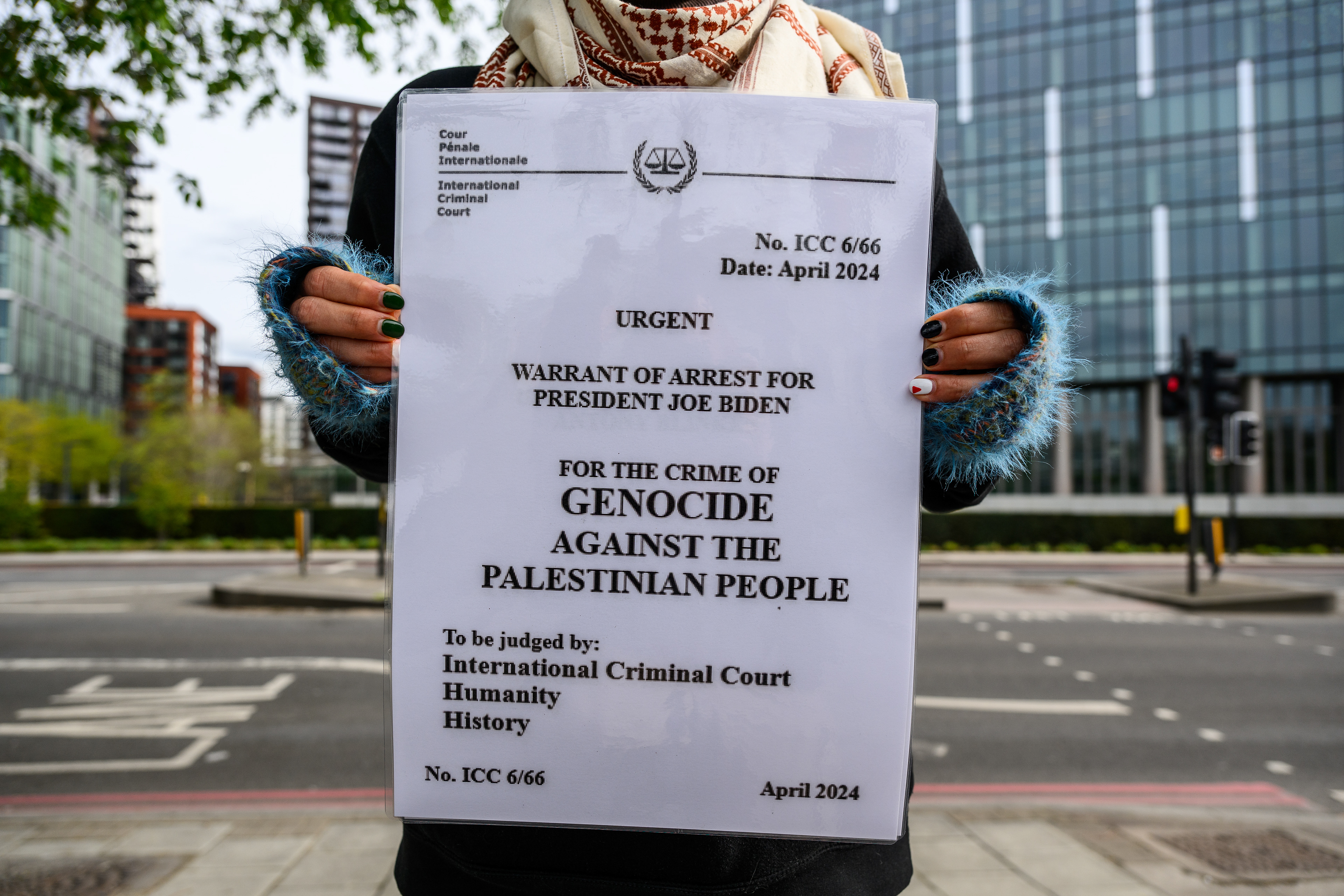 The activists at the camp created arrest warrants for Joe Biden and Anthony Blinken for the crime of genocide. The group hand delivered these to the US Embassy