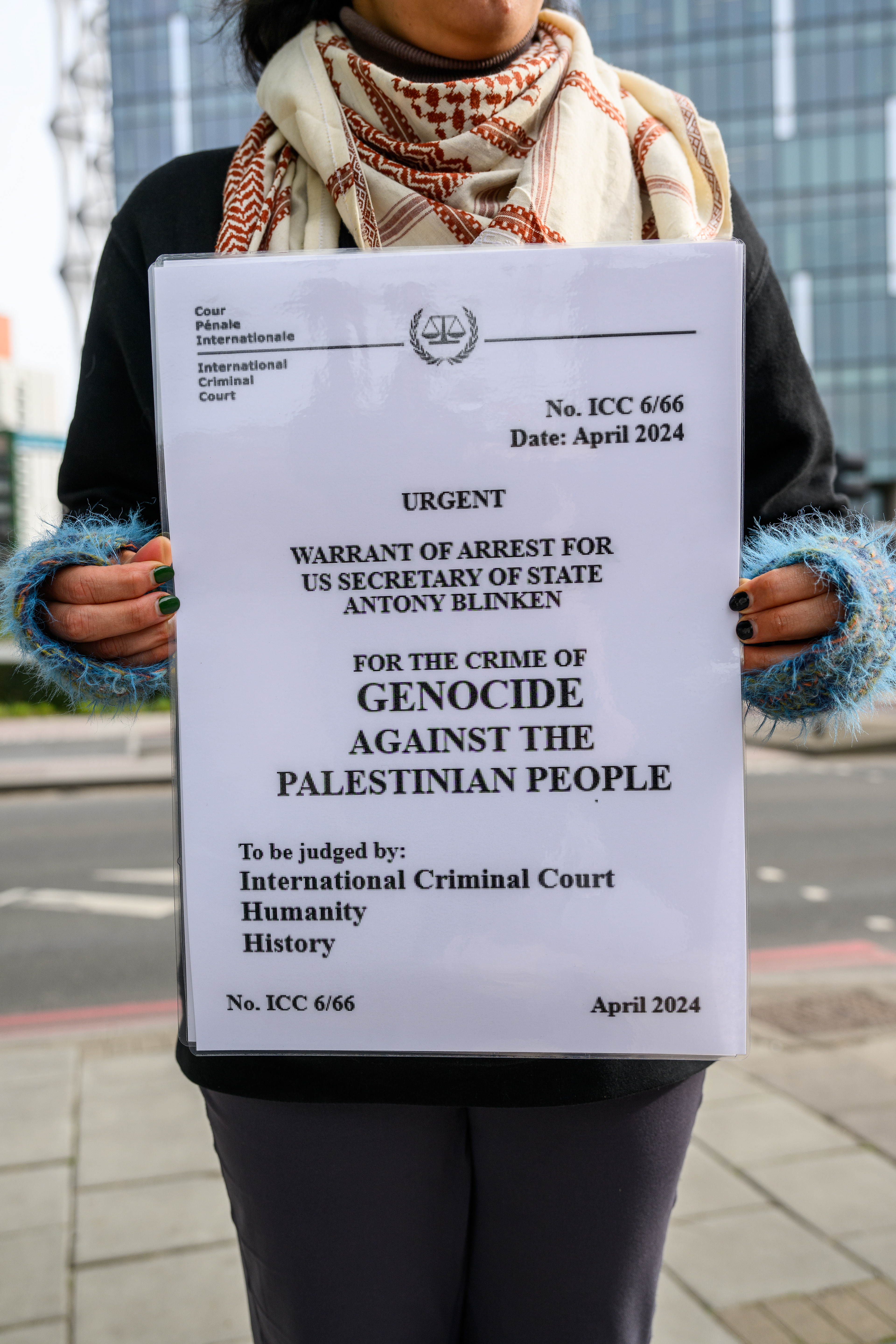 The activists at the camp created arrest warrants for Joe Biden and Anthony Blinken for the crime of genocide. The group hand delivered these to the US Embassy