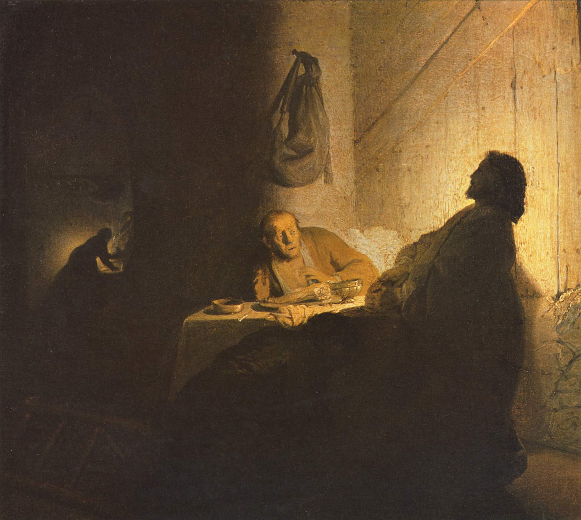Rembrandt van Rijn, Christ at Emmaus, 1629, Oil on paper mounted onto panel