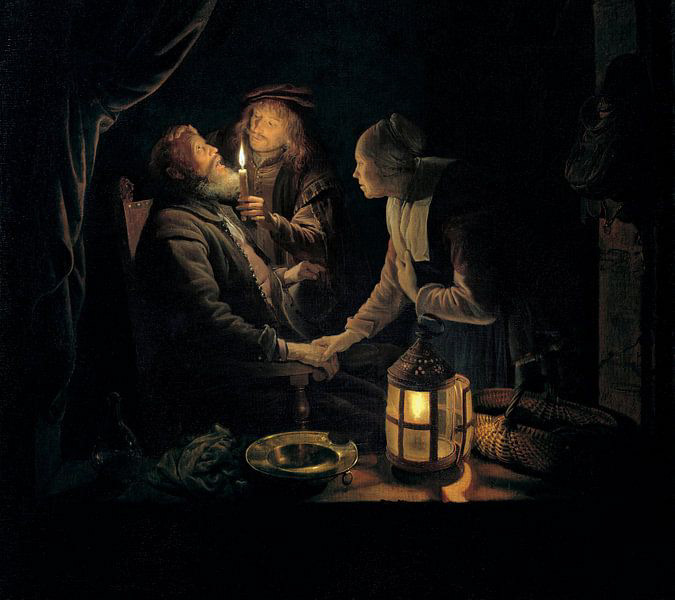 Gerrit Dou, Dentist by Candlelight, c.1660 - c.1665, oil on panel