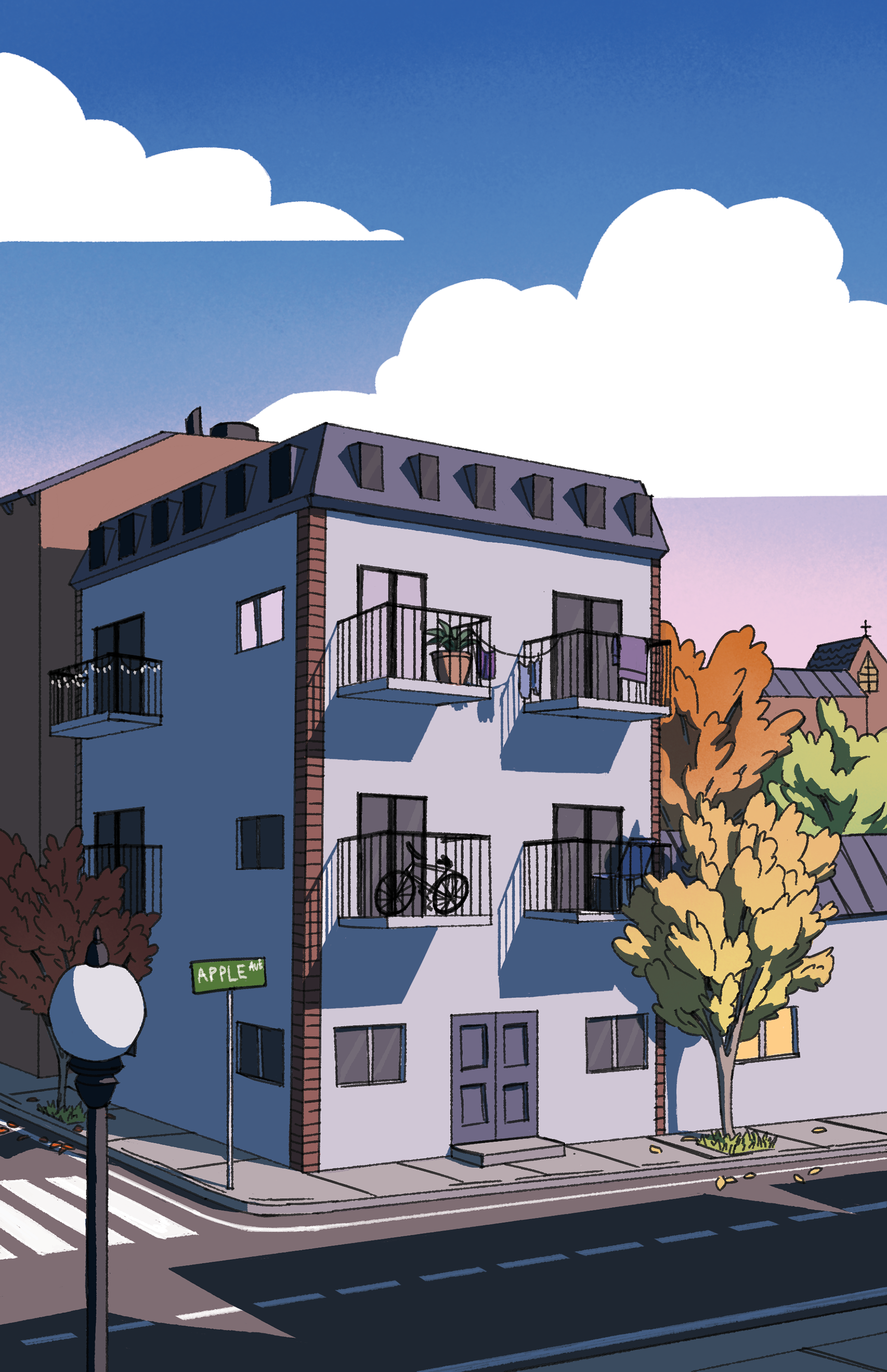Cass and her friend's apartment building.