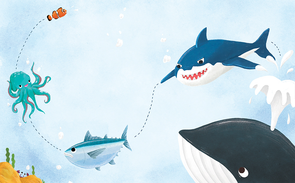 Spread illustration from Charlotte Diamond's Animal Friends