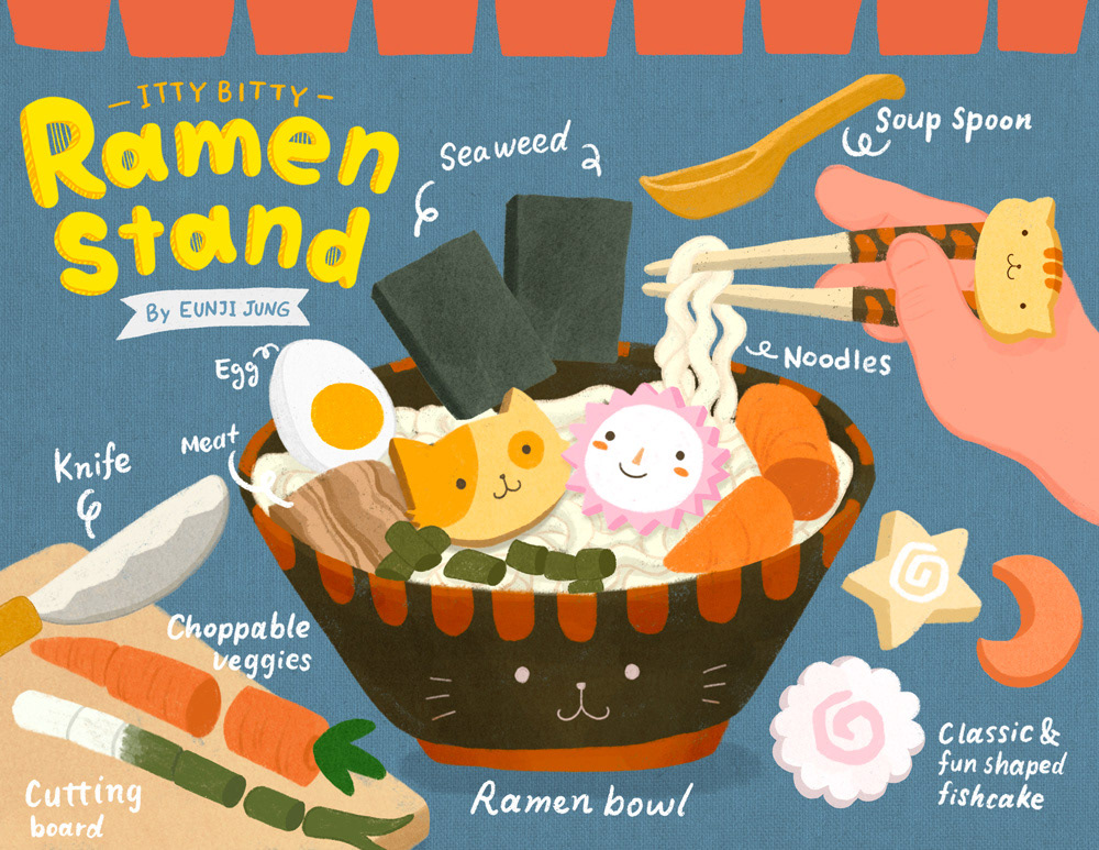 Ramen Stand Toy illustration, Personal work