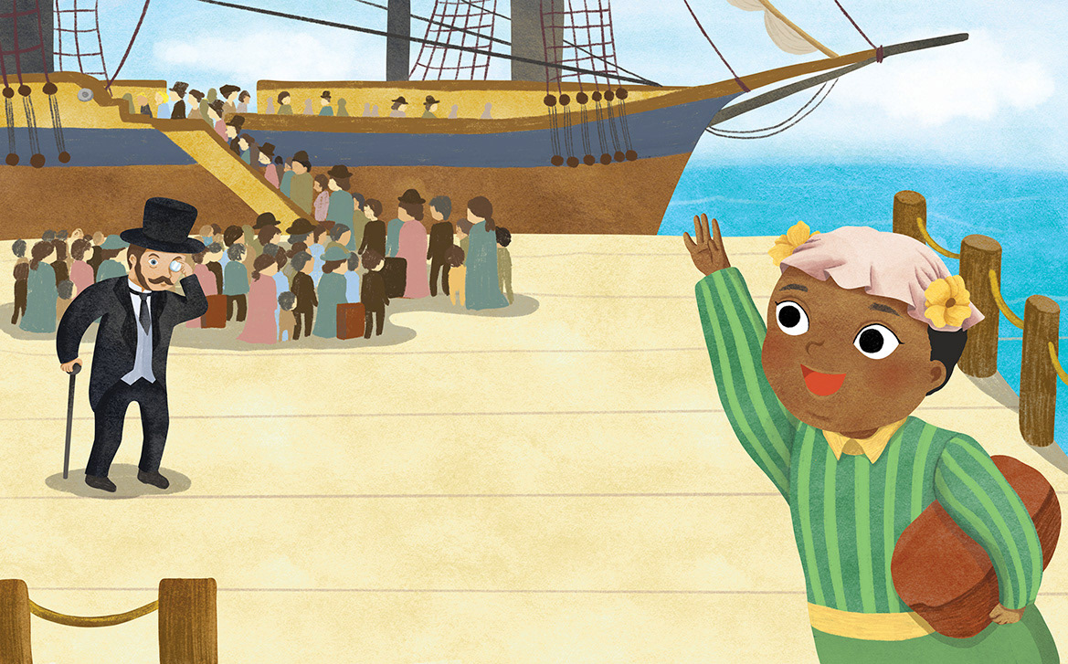 Inner Spread Illustration for Betsey Stockton written by Laura Caputo-Wickham, The Goodbook Company