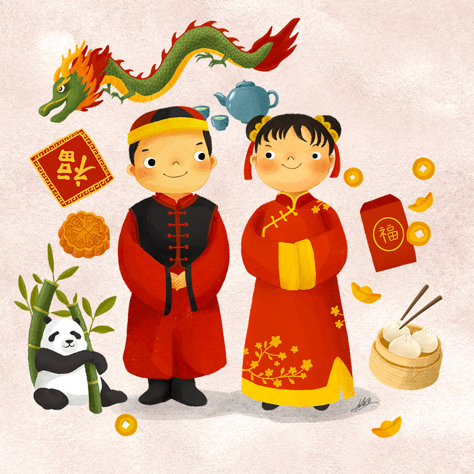 Chinese traditional dress, Cover illustration for Baby Friends