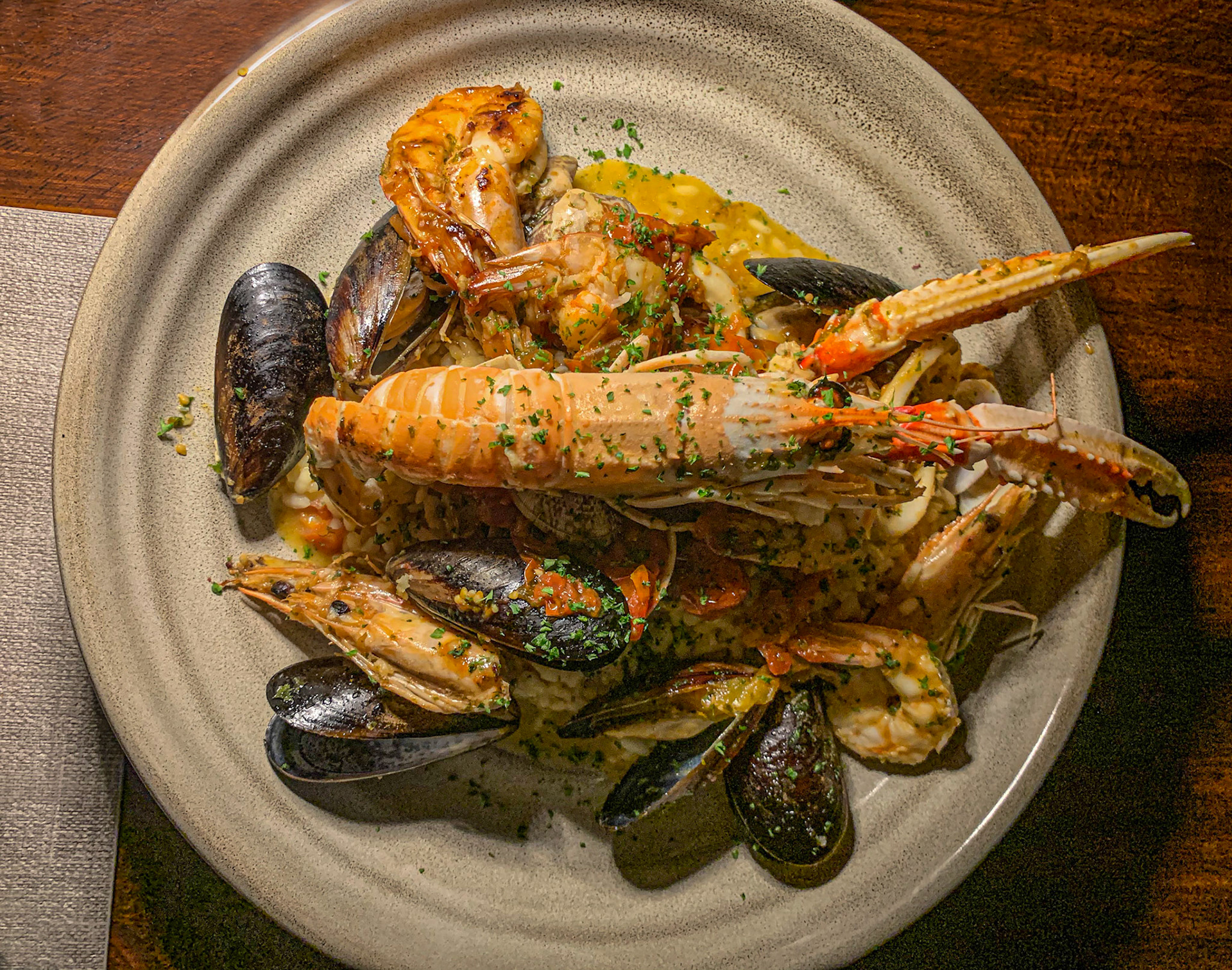 Risotto Mariscos, Rosanegro restaurant, Cosco Viegra.