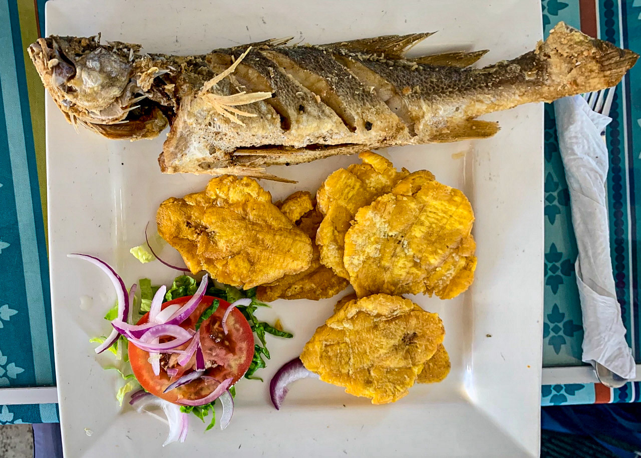 Miguel's meal at the fish market