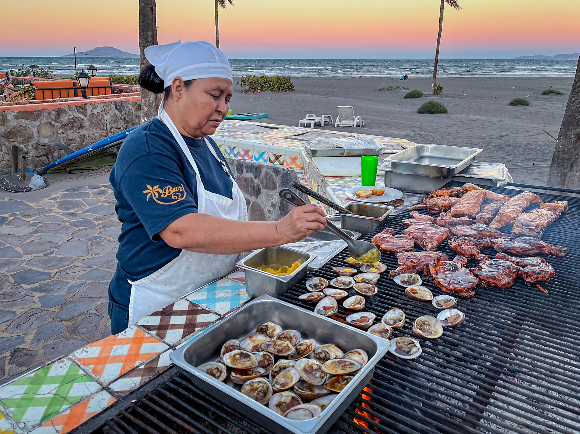 "Chocolate" Clams on Oasis Hotel beach barbie