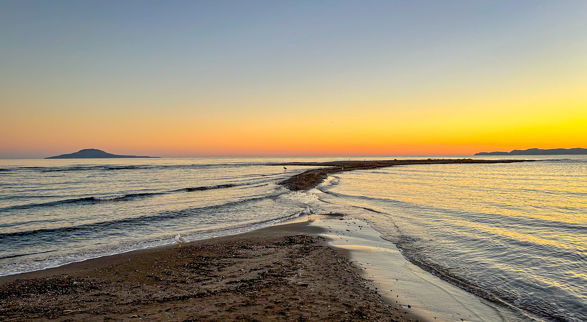 Sunset on the estuary right outside our door.