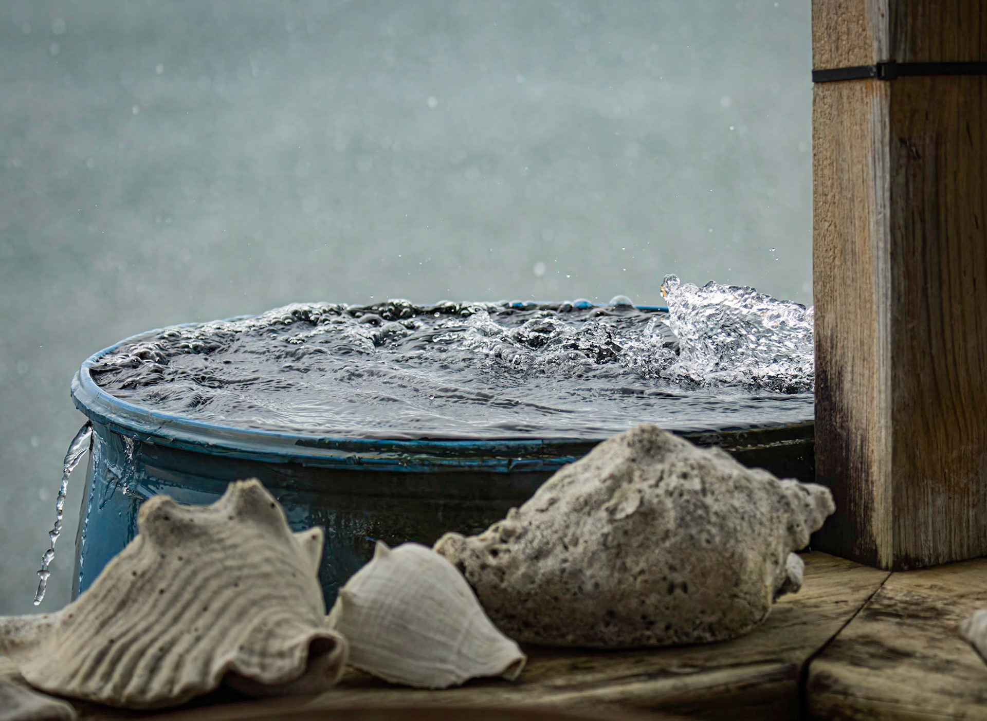 Water-catchment system on the Tranquilo Bay dock.