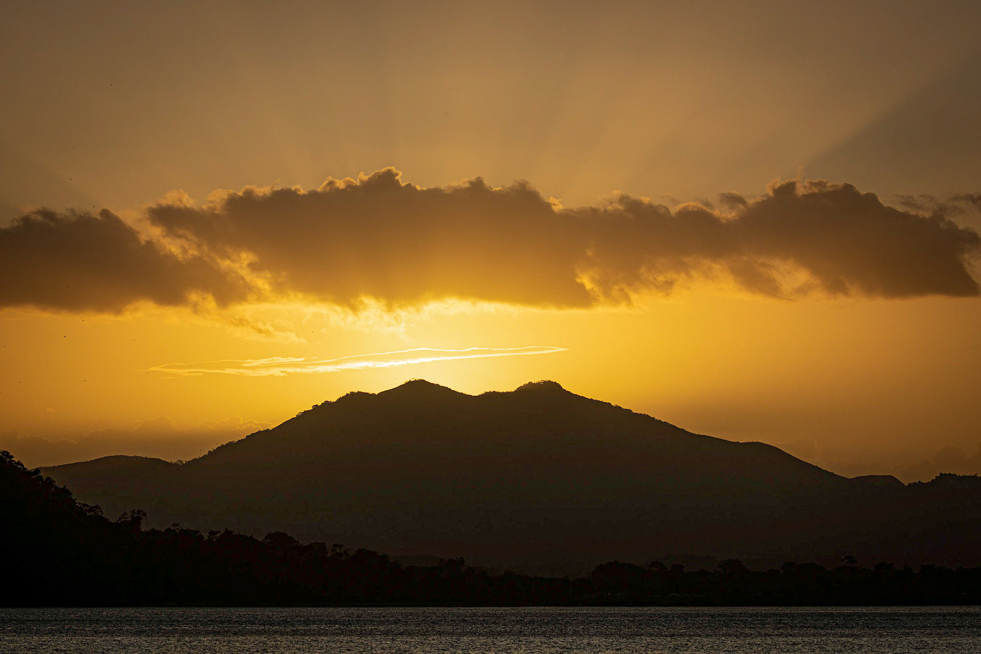 Sunset over crater, Panama City
