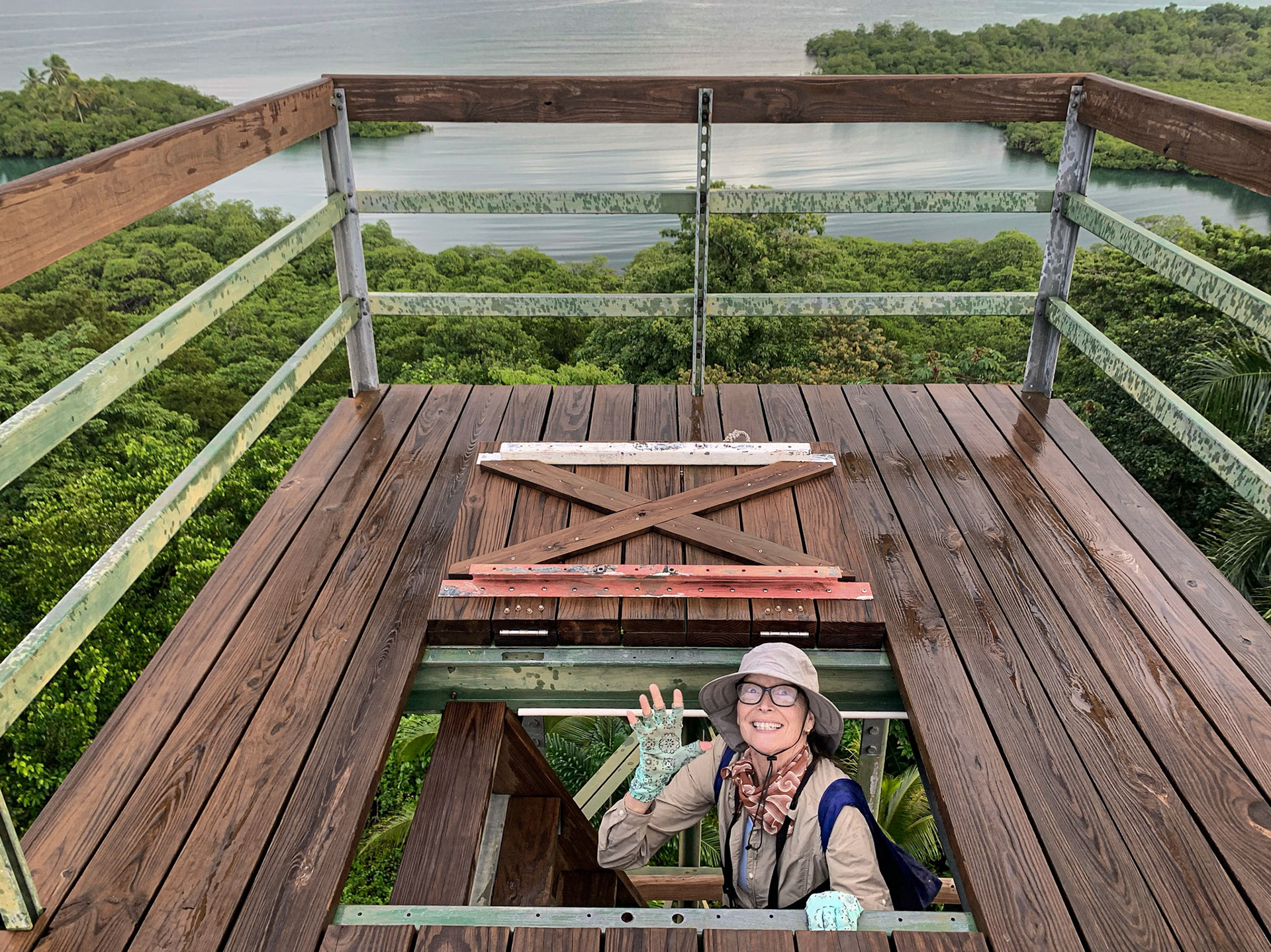 There was a narrow trap door to access the viewing platform.