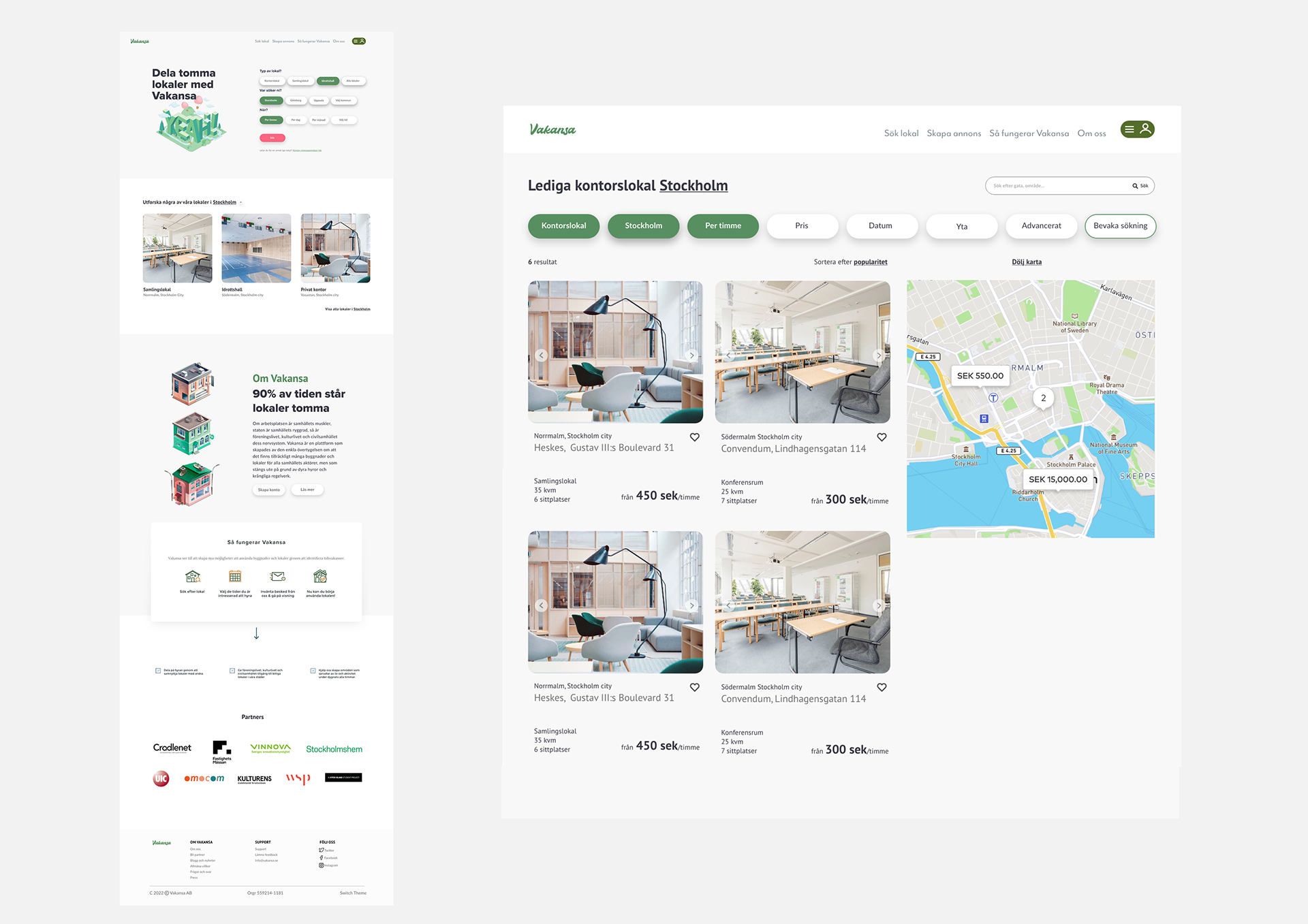 Vakansa's new platform design, Homepage and venue search page