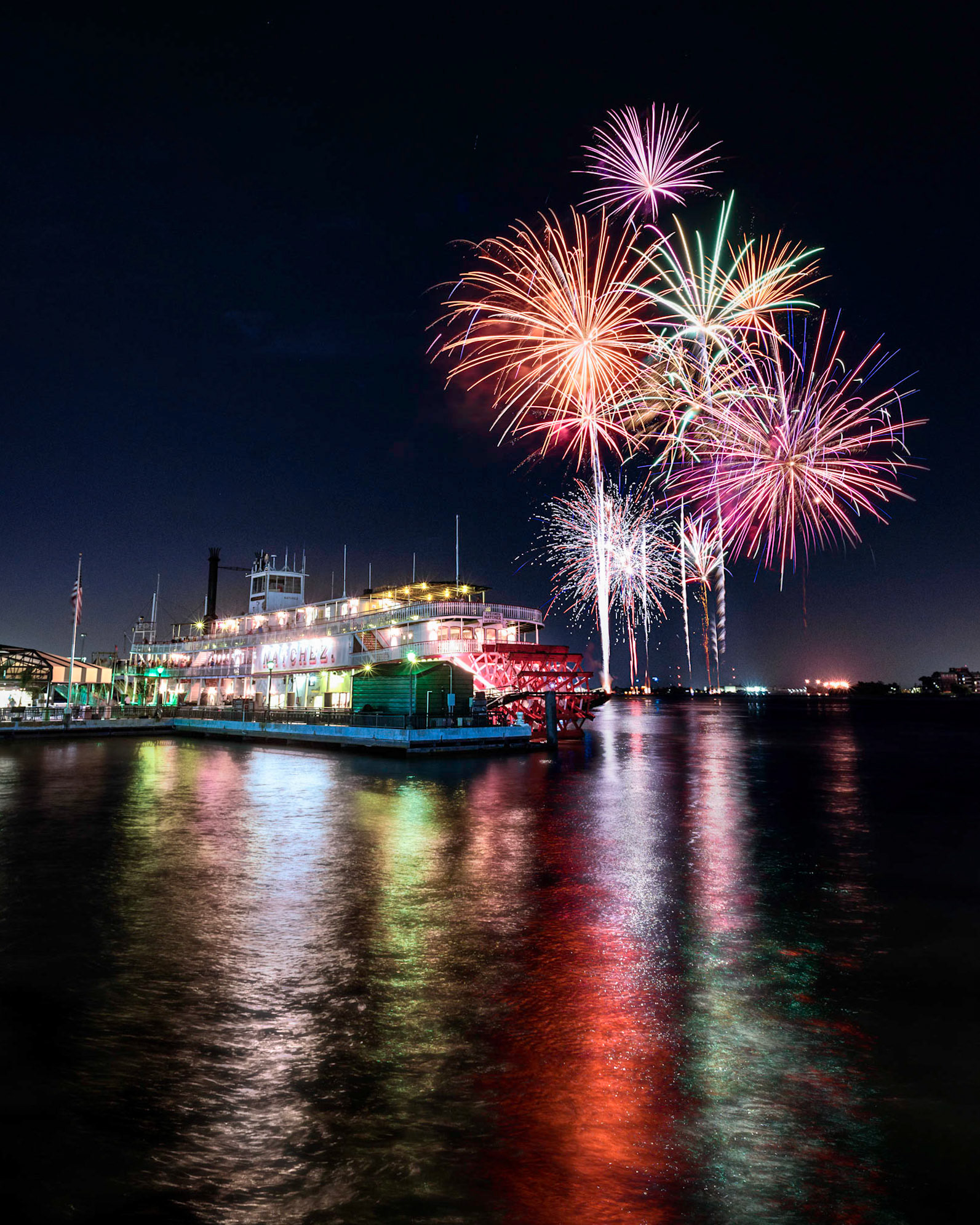 Fireworks Behind the Steamer Natchez