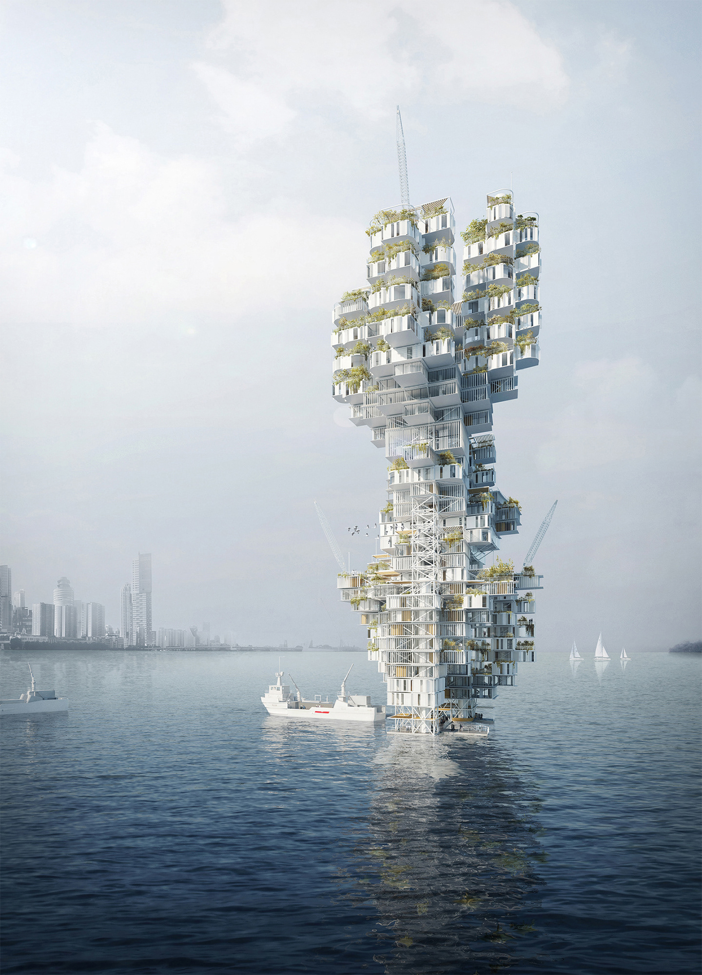 Parametric Architecture High Rise Building Ocean Sea Residential Building FICTURE Architecture