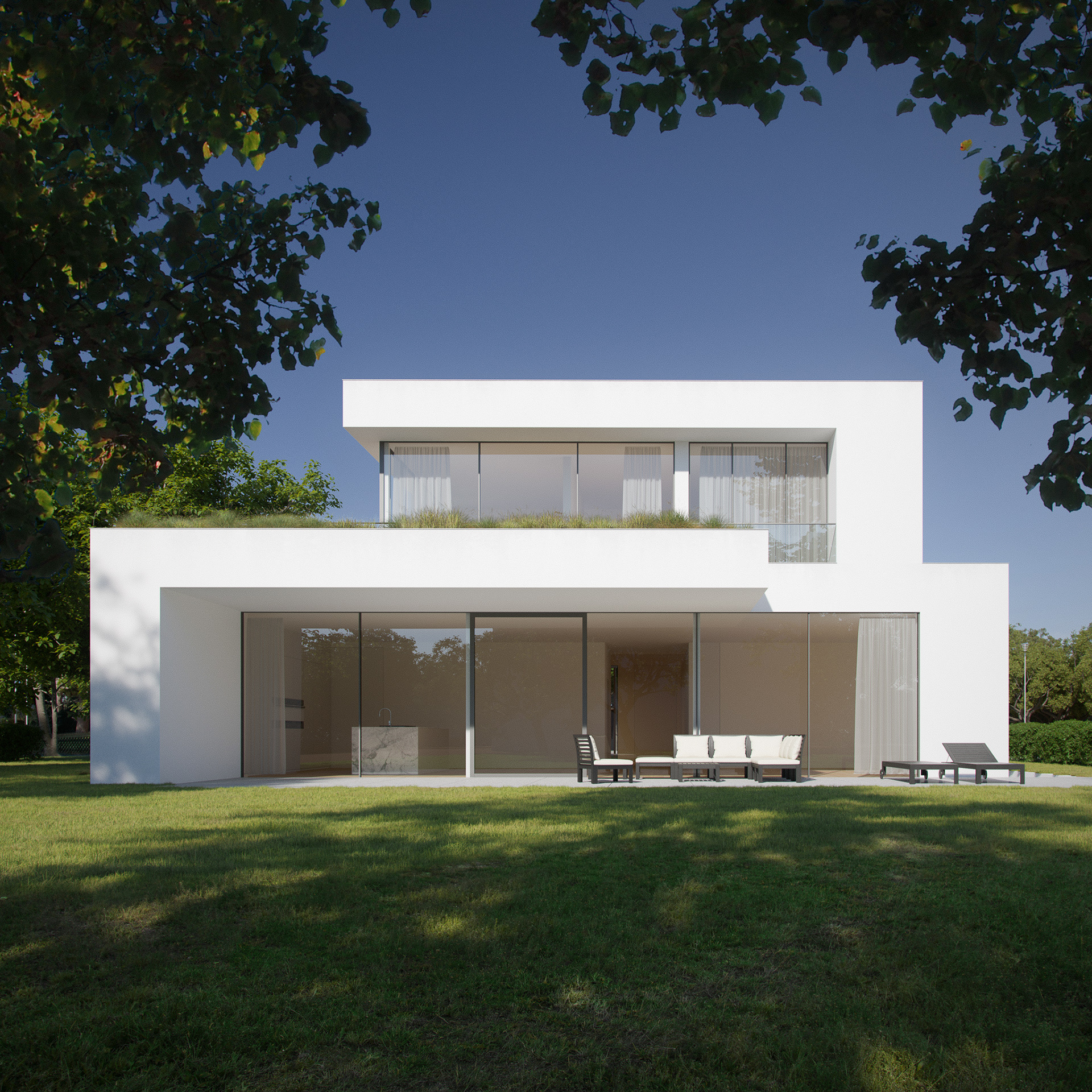 Residential House Living FICTURE Architecture Garden Glass Facade