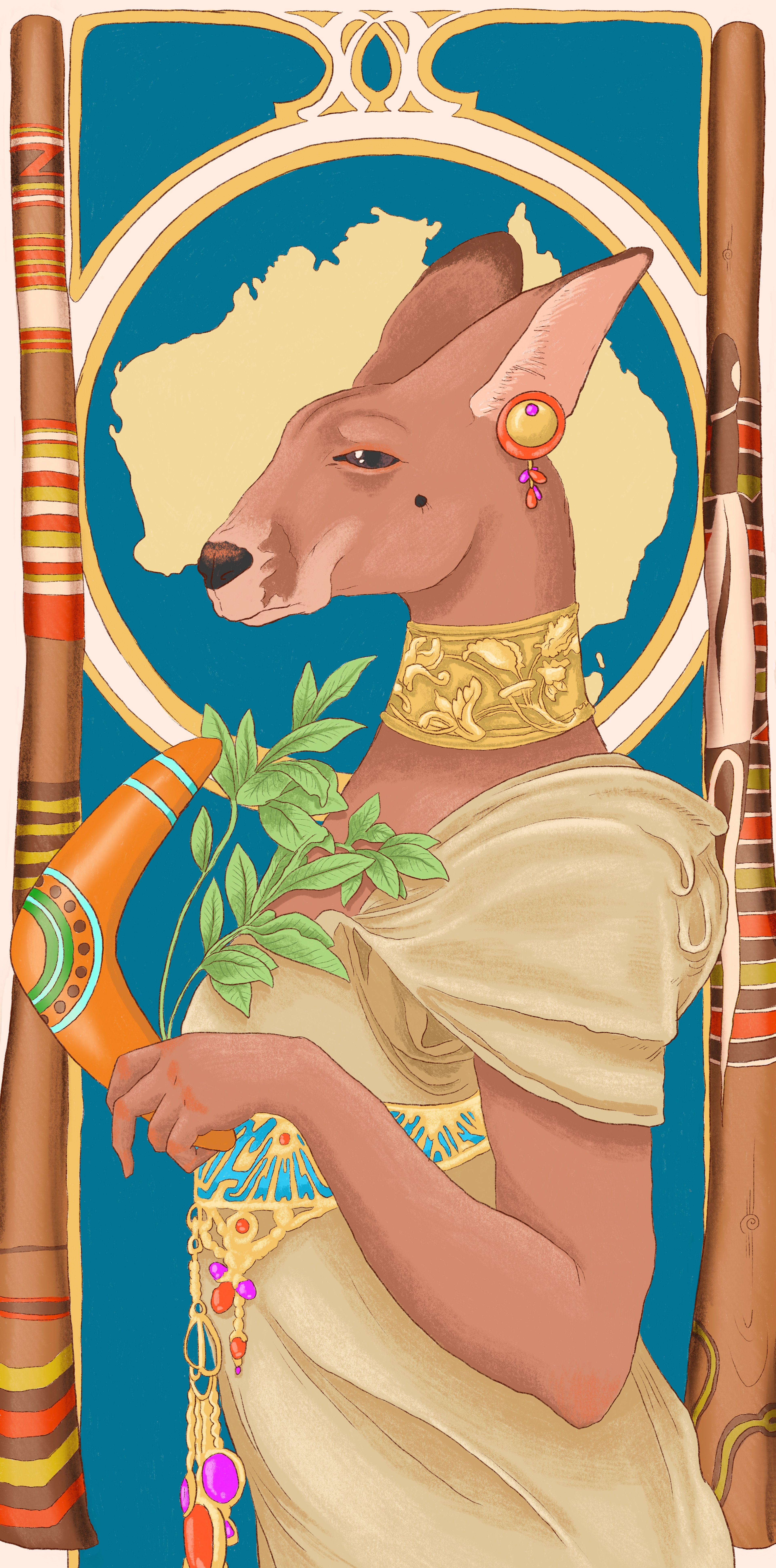 Art Nouveau Kangaroo, Julie Kitzes, 2022