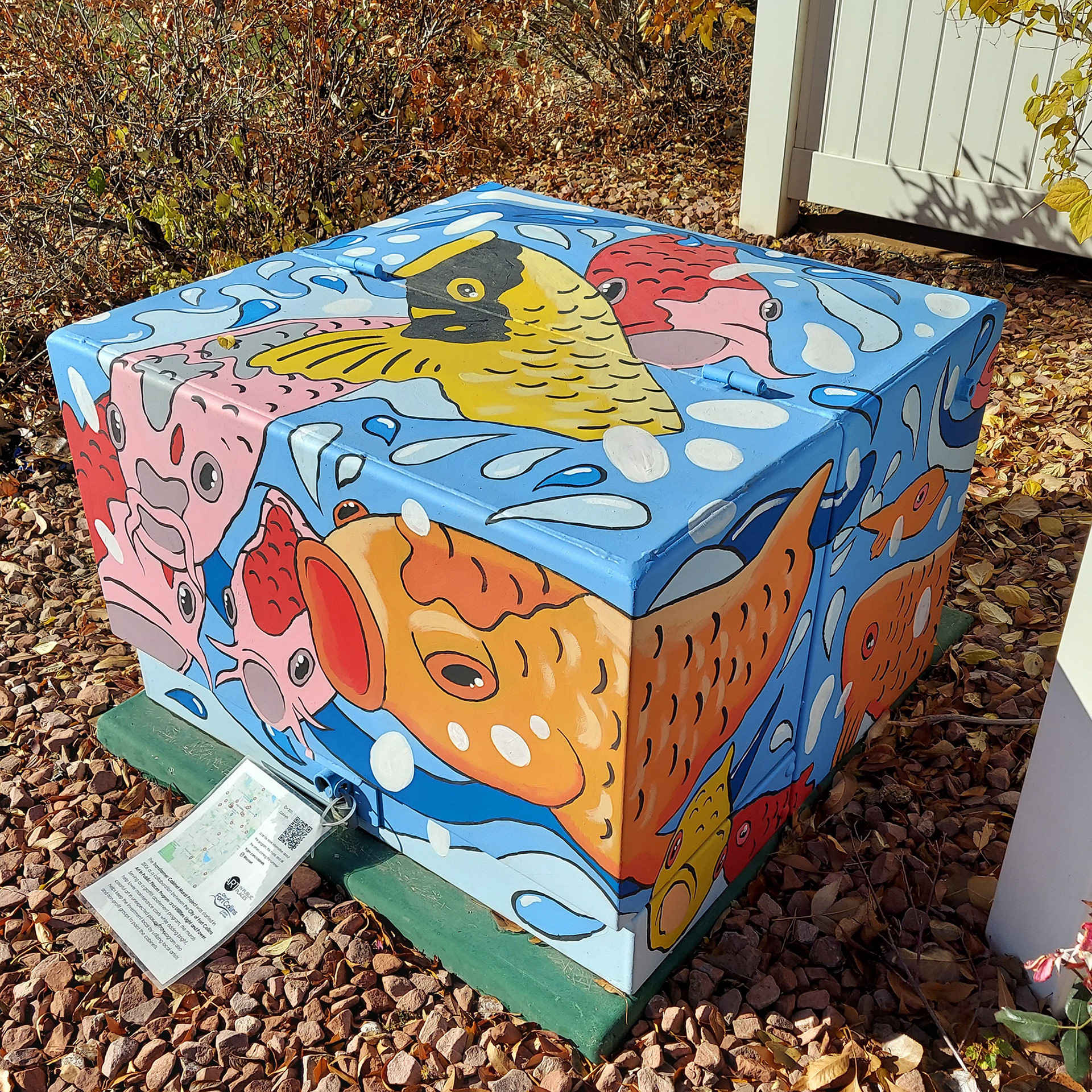 Warm Koi, Cool Waters, Transformer Cabinet Mural, Fort Collins, CO, 2021