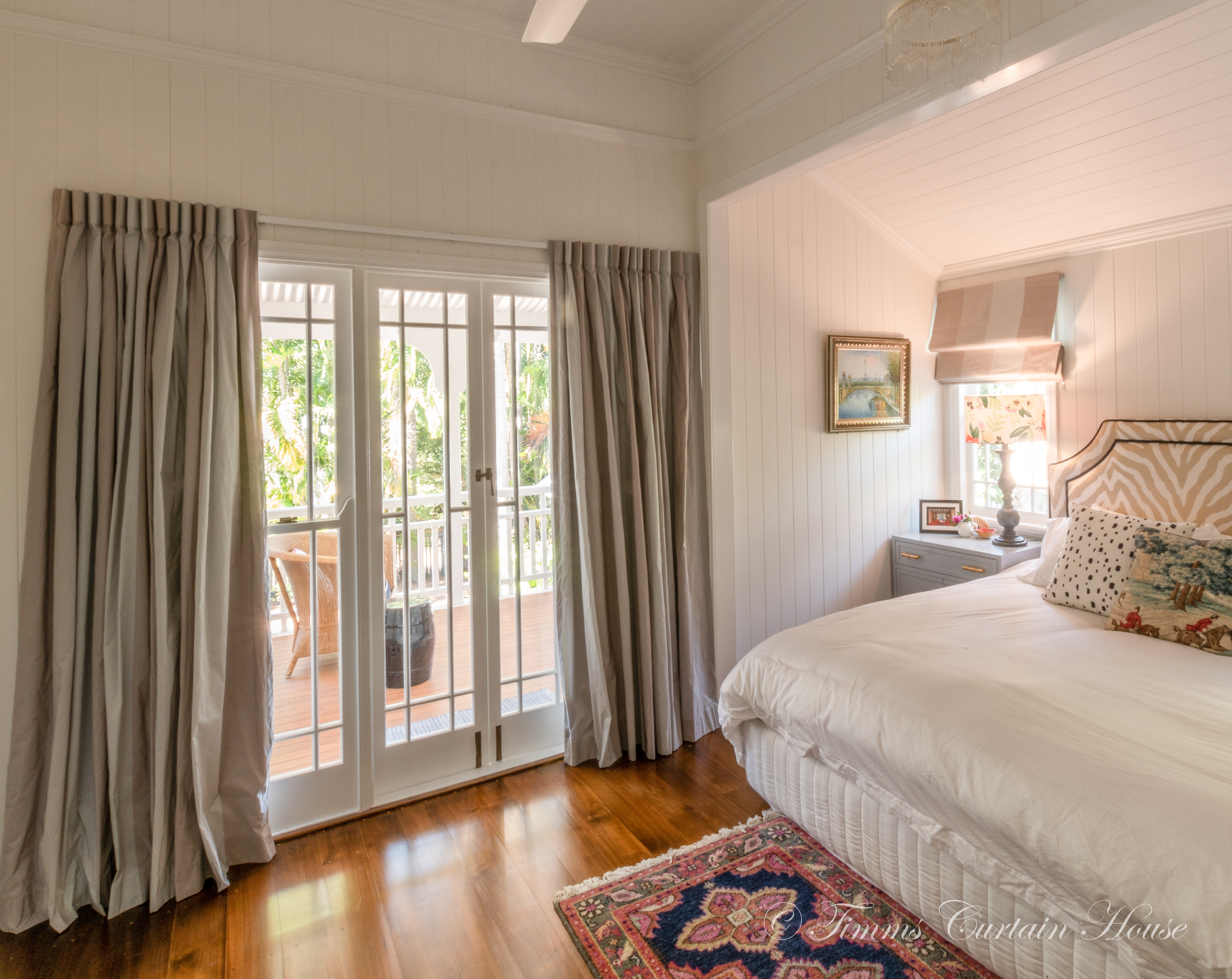 Curtains from rail over french doors