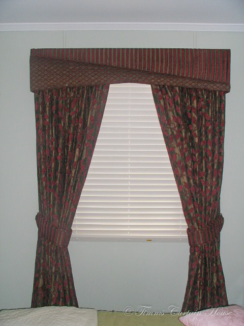 Pelmet and curtains over venetians