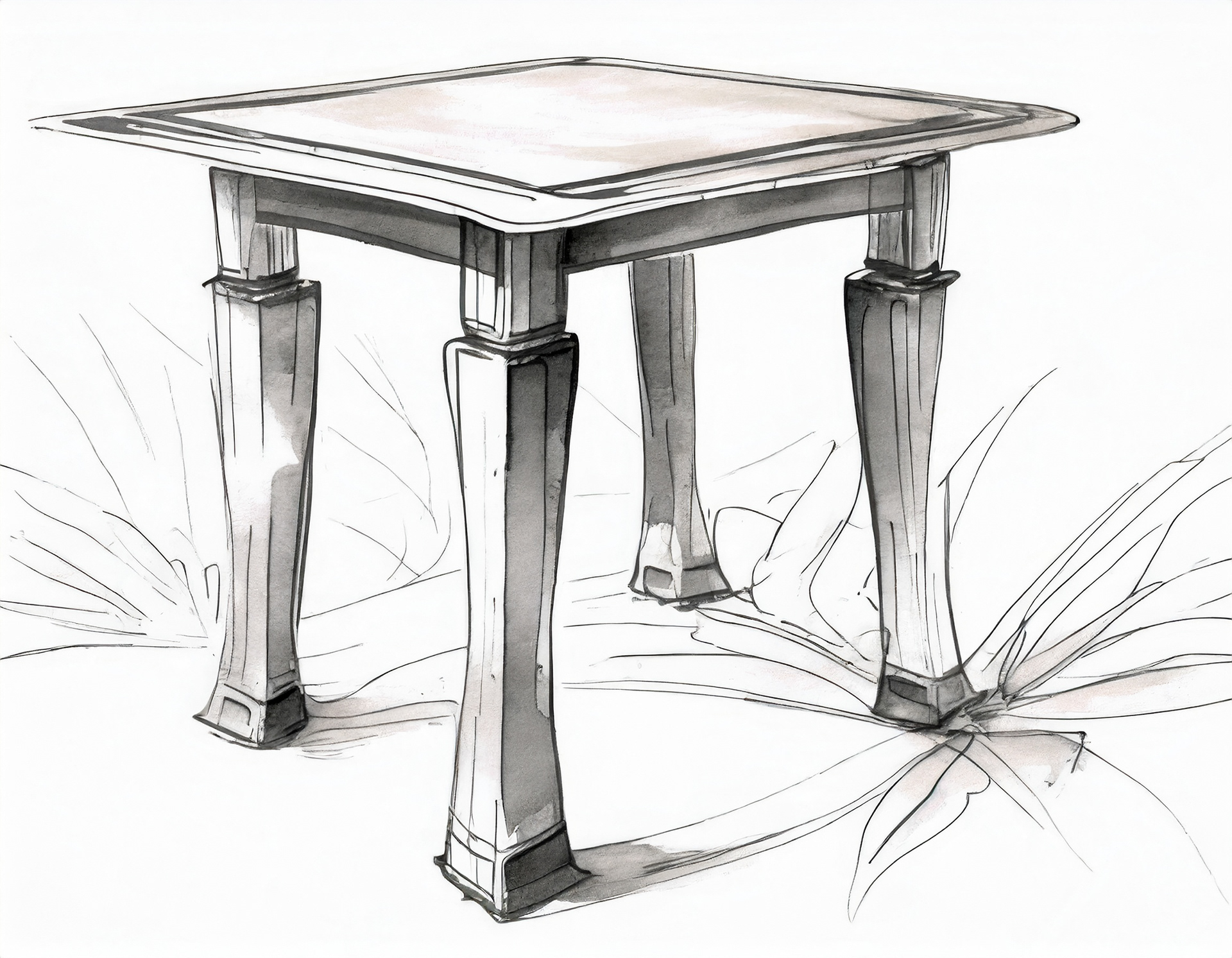 AI Wooden Table with thin legs