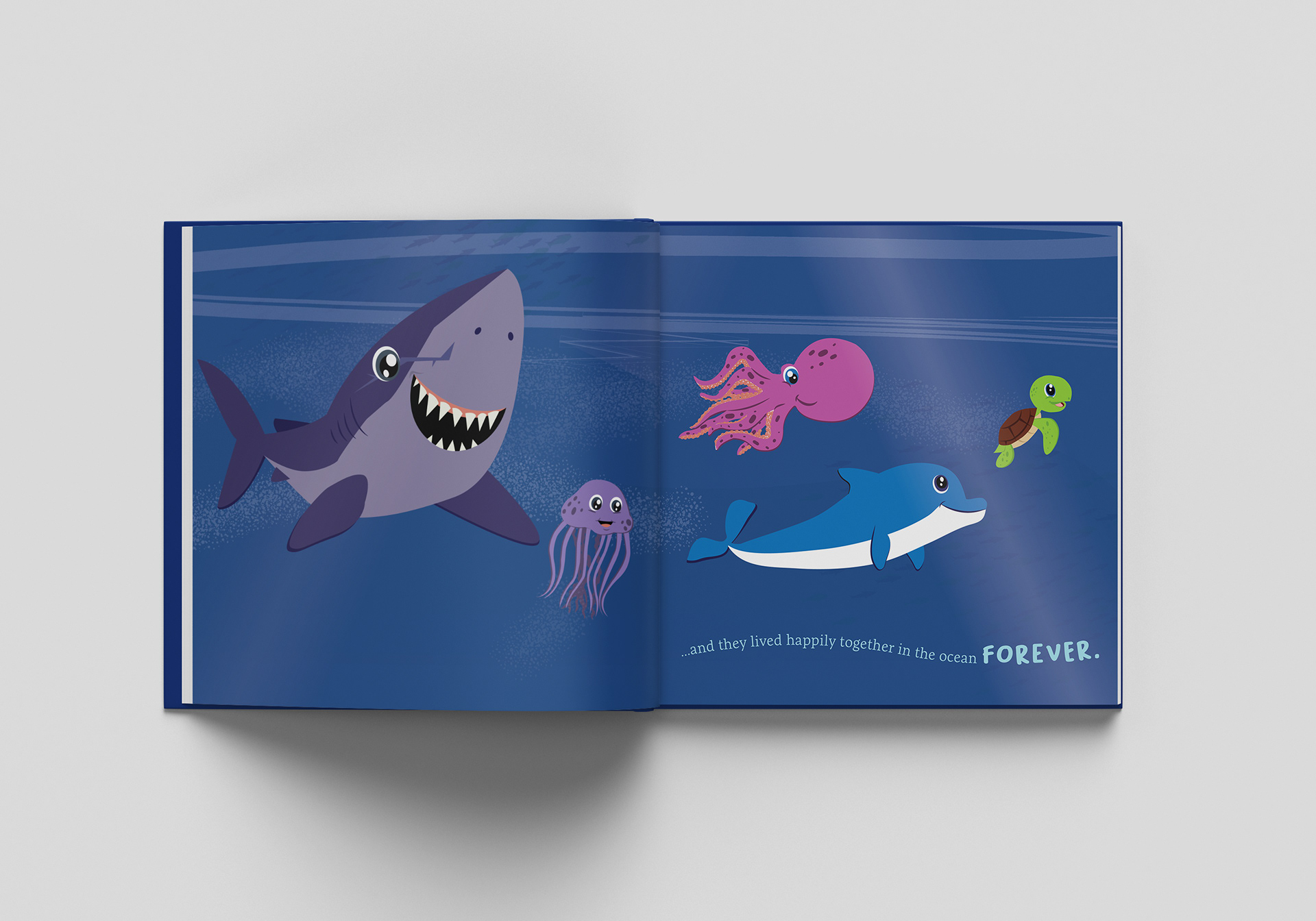 "Tiny Turtle, Big Ocean" Book Project Mockup: Page Spread - Illustrator & InDesign