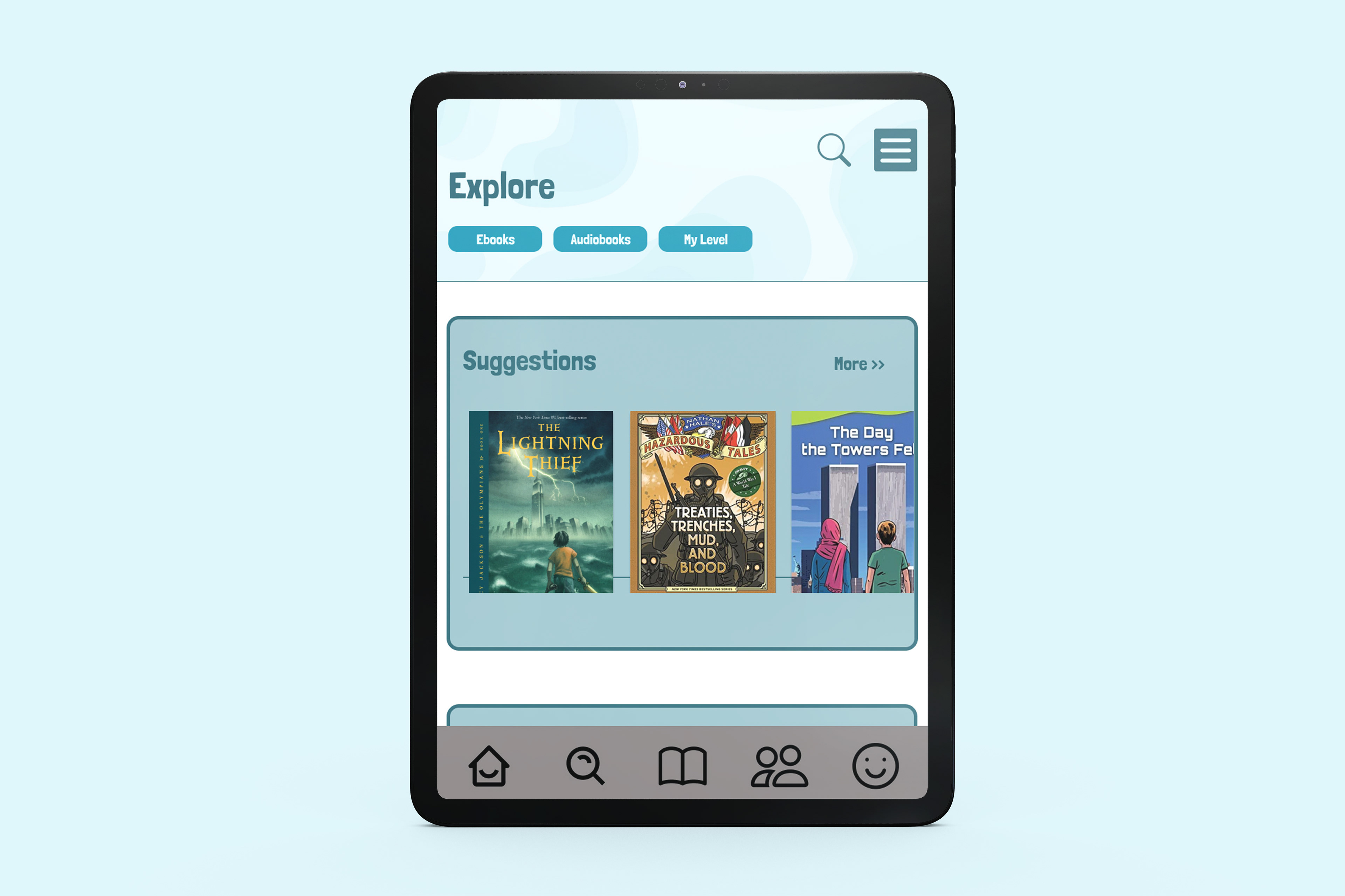iPad Explore Page Screen Mock-up