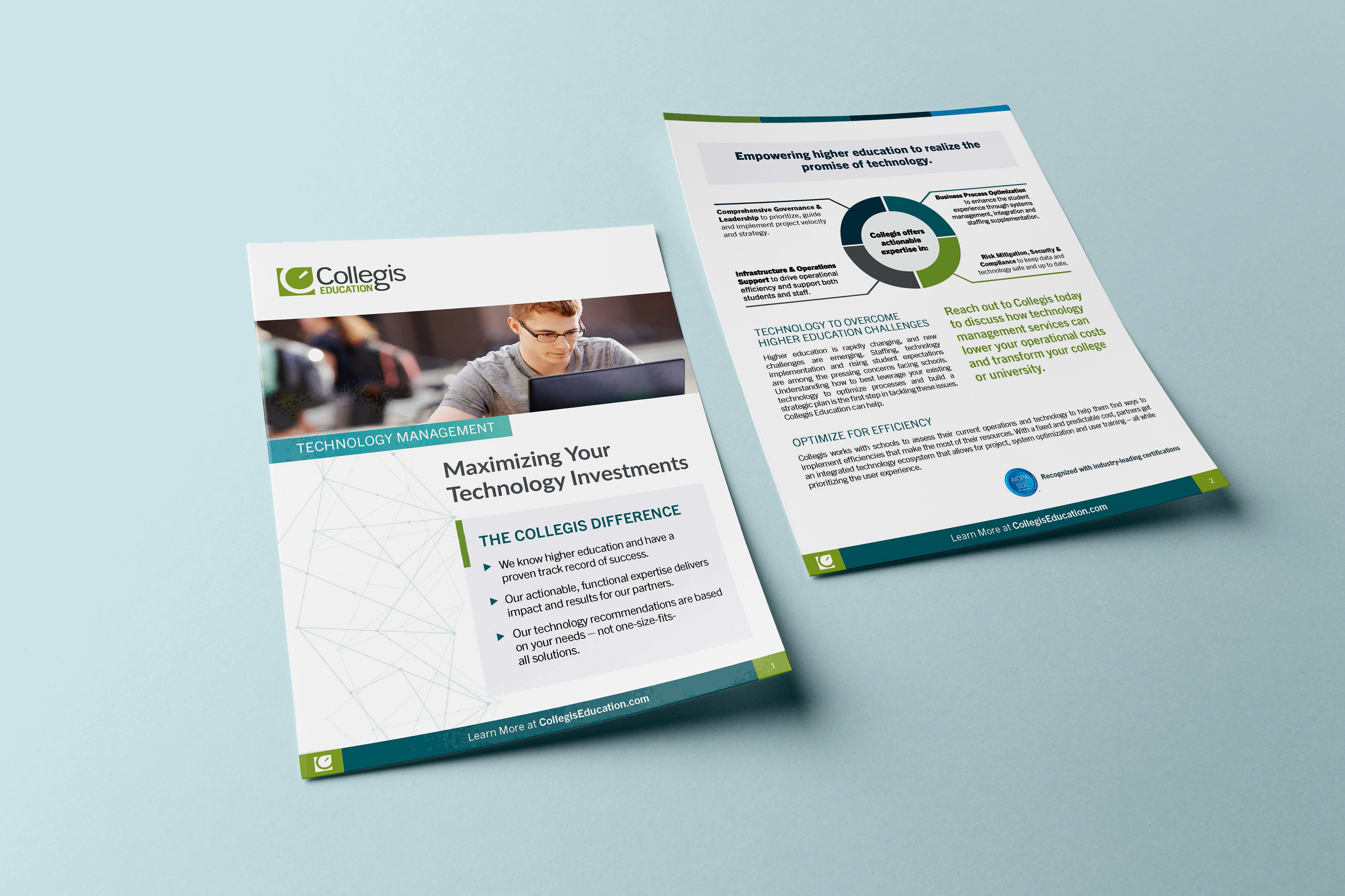 Tech Management One-Sheet for Collegis - InDesign