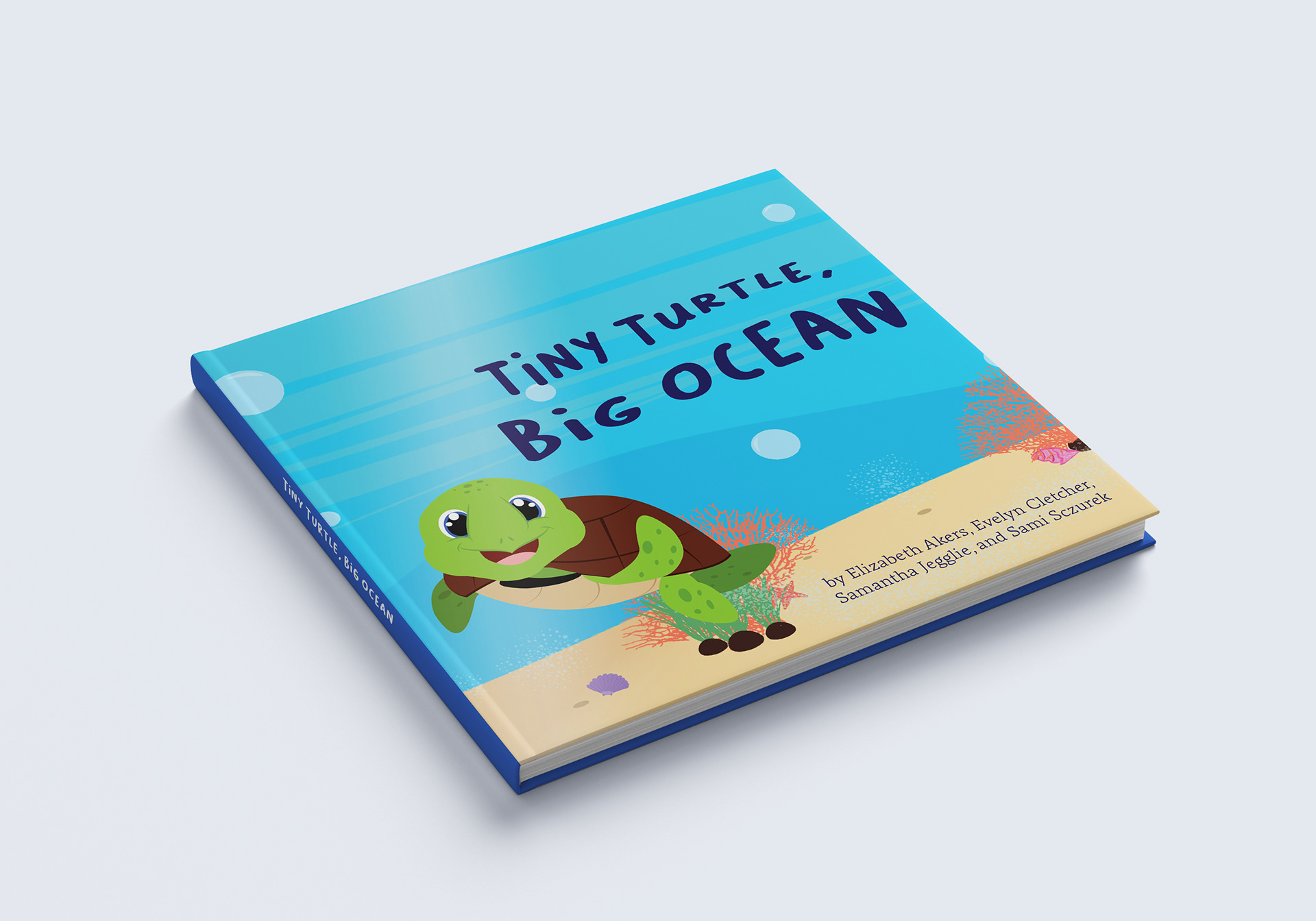 "Tiny Turtle, Big Ocean" Book Project Mockup: Front Cover - Illustrator & InDesign