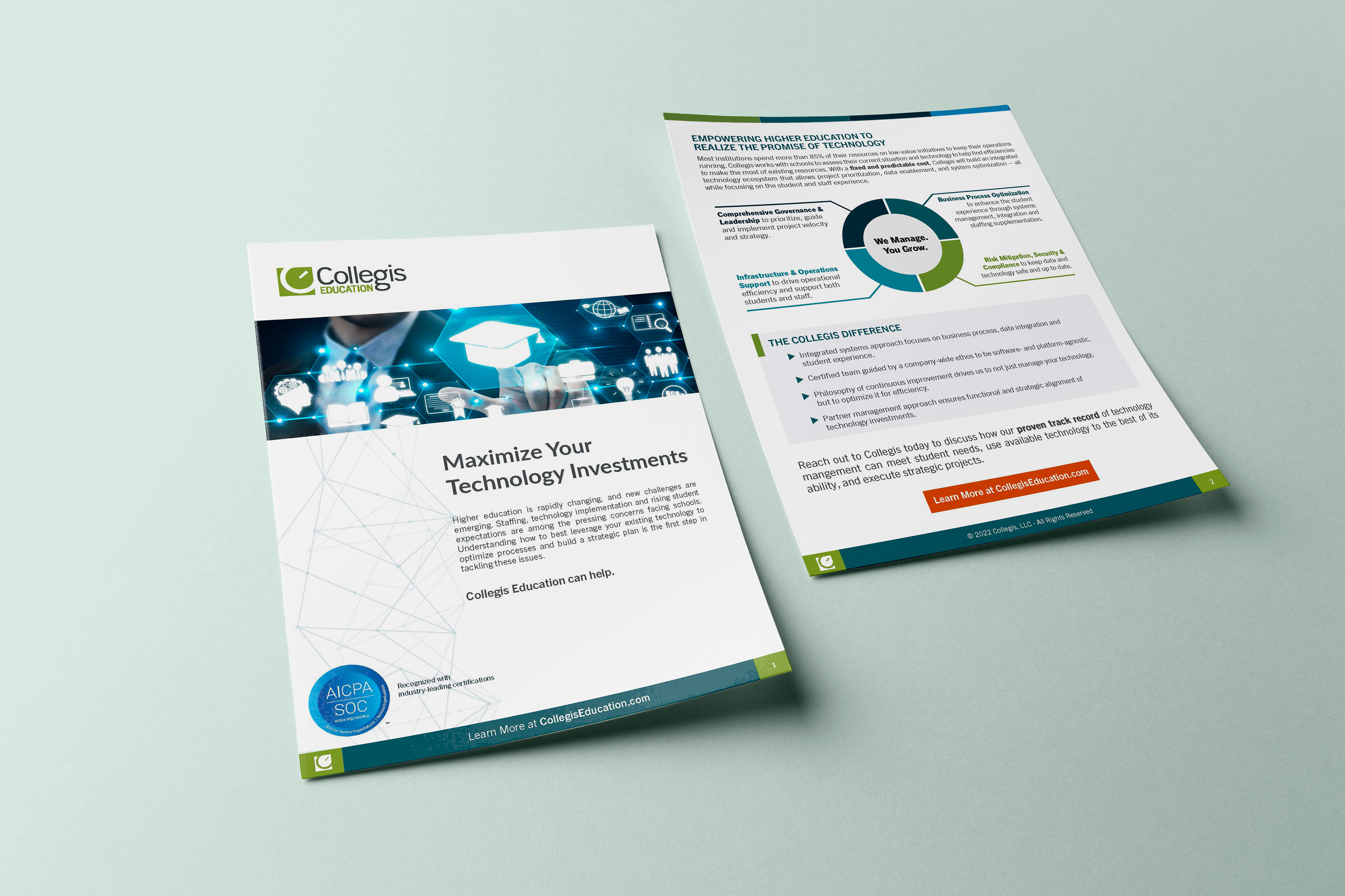 Technology Management One Sheet printed for the NACUBO Trade Show - InDesign