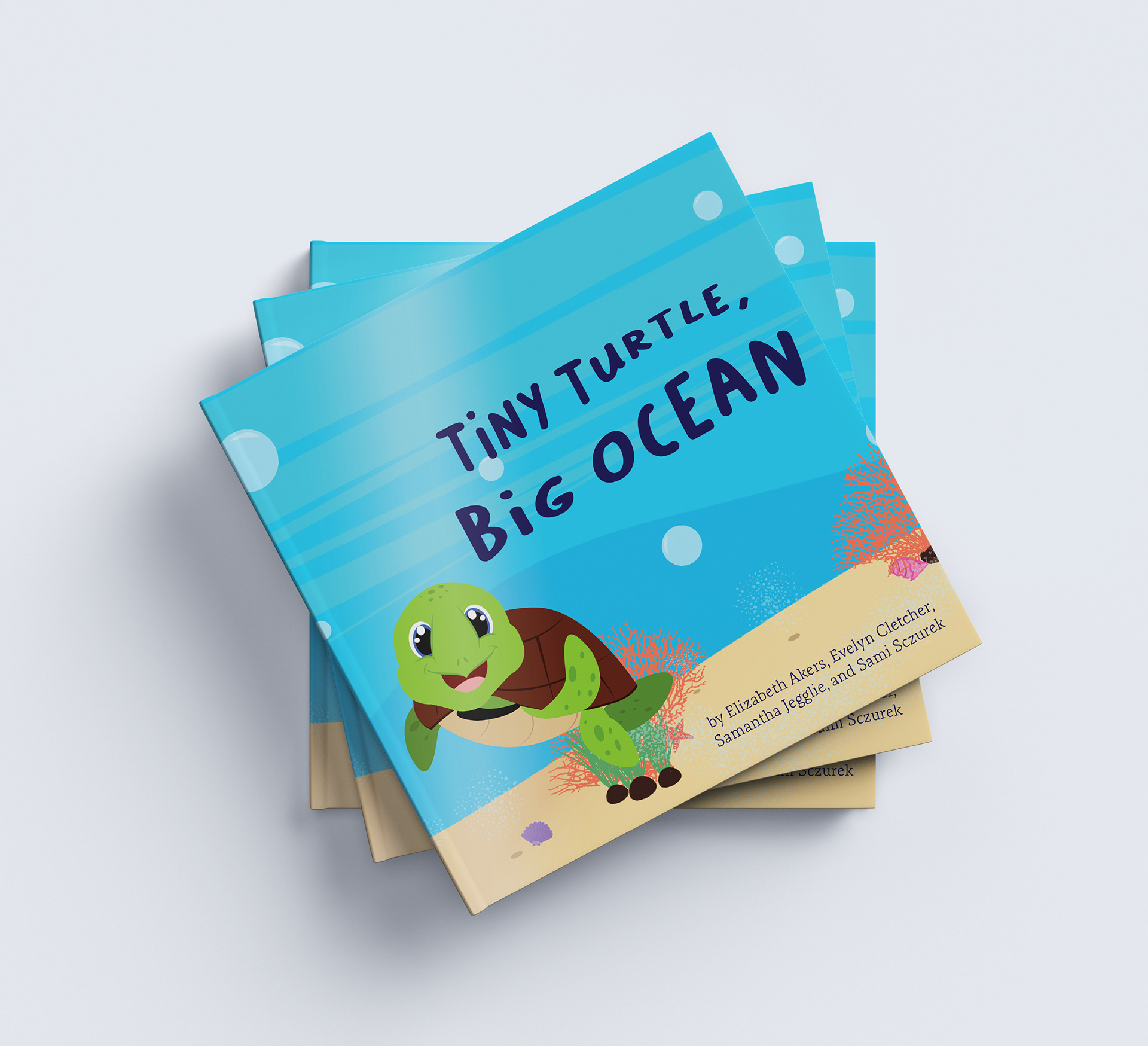 "Tiny Turtle, Big Ocean" Book Project Mockup: Front Cover - Illustrator & InDesign