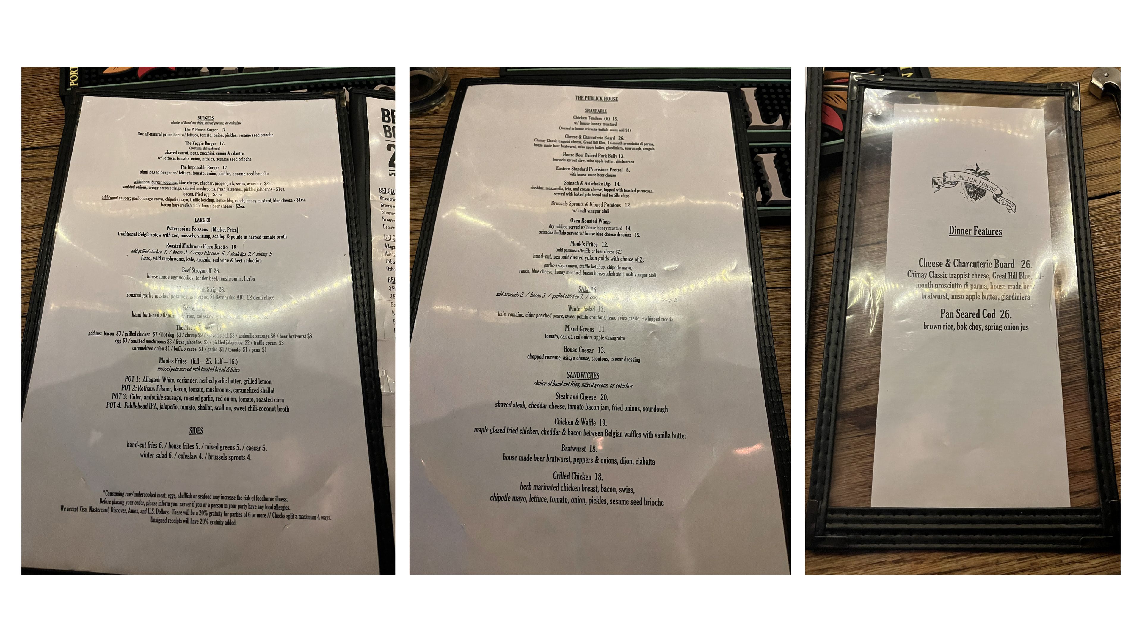 The Publick House - Menus (Current)