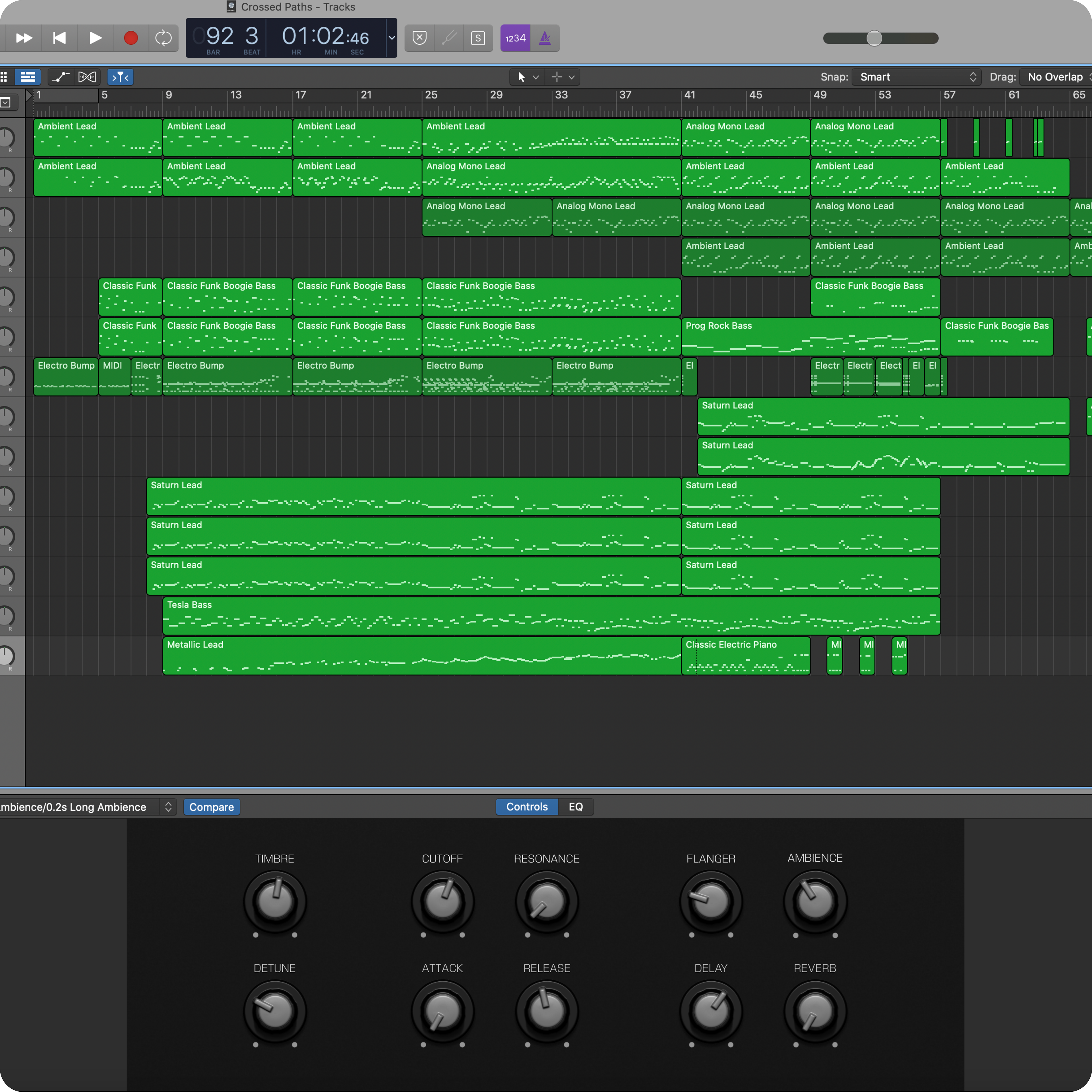 Multiple stems make up this track by Chris Vox on Logic Pro X