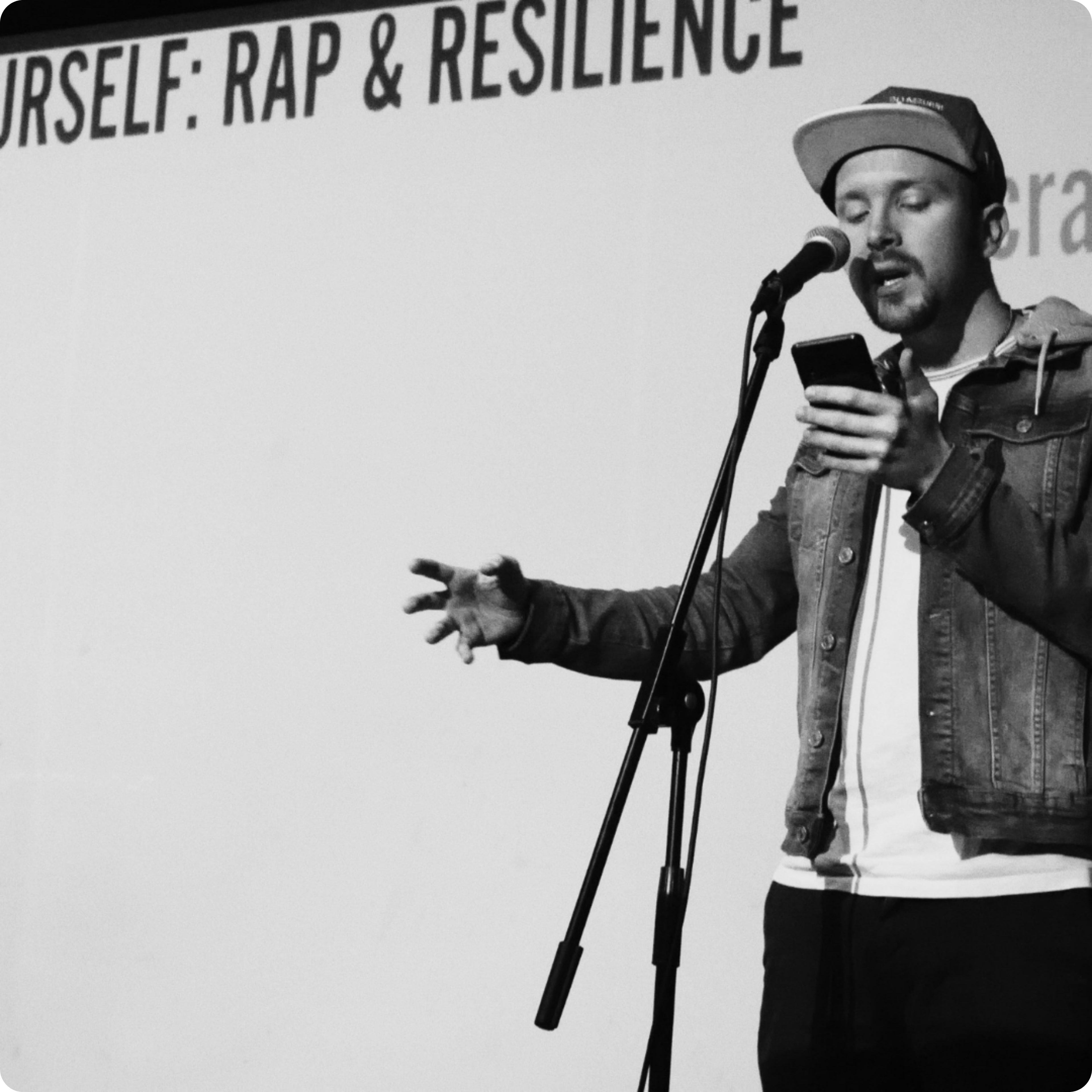 Rapper/poet/musician, Danny Carlo, performs for Speak For Yourself: Rap & Resilience