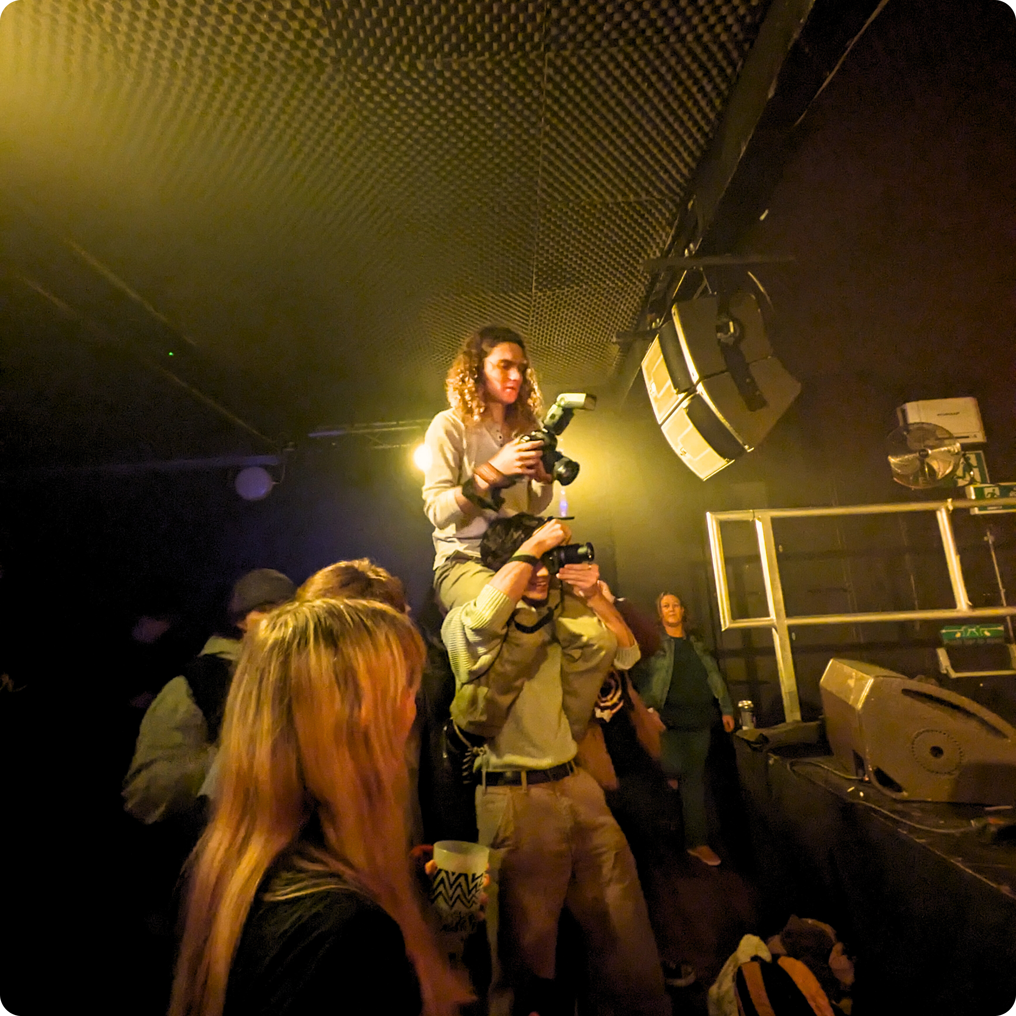 Photography genius, Ethan Griffin McCleary, takes a unique approach for new angles during Sean Edwards' EP launch, at The Exchange, Bristol