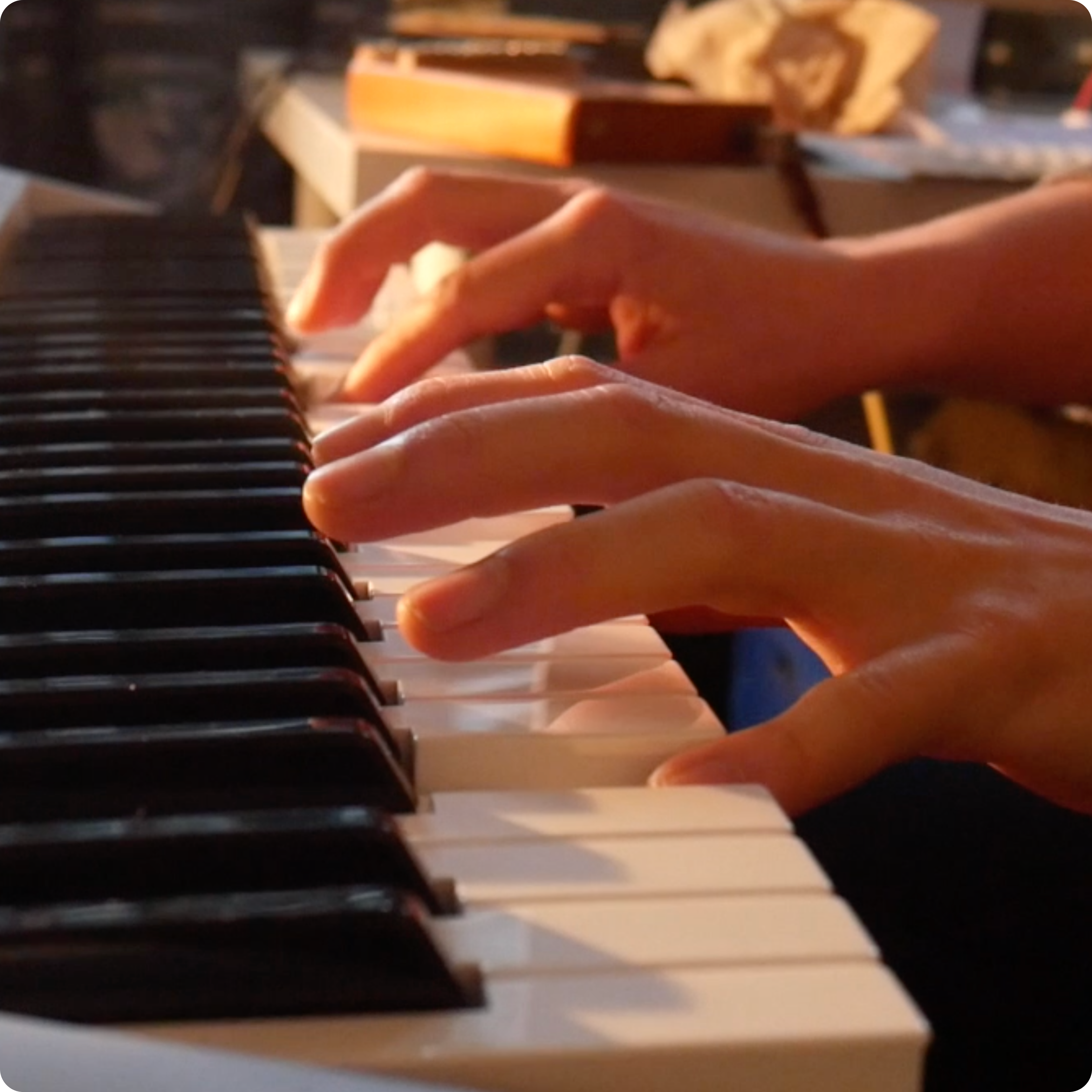 Chris Vox plays keys while recording a new track