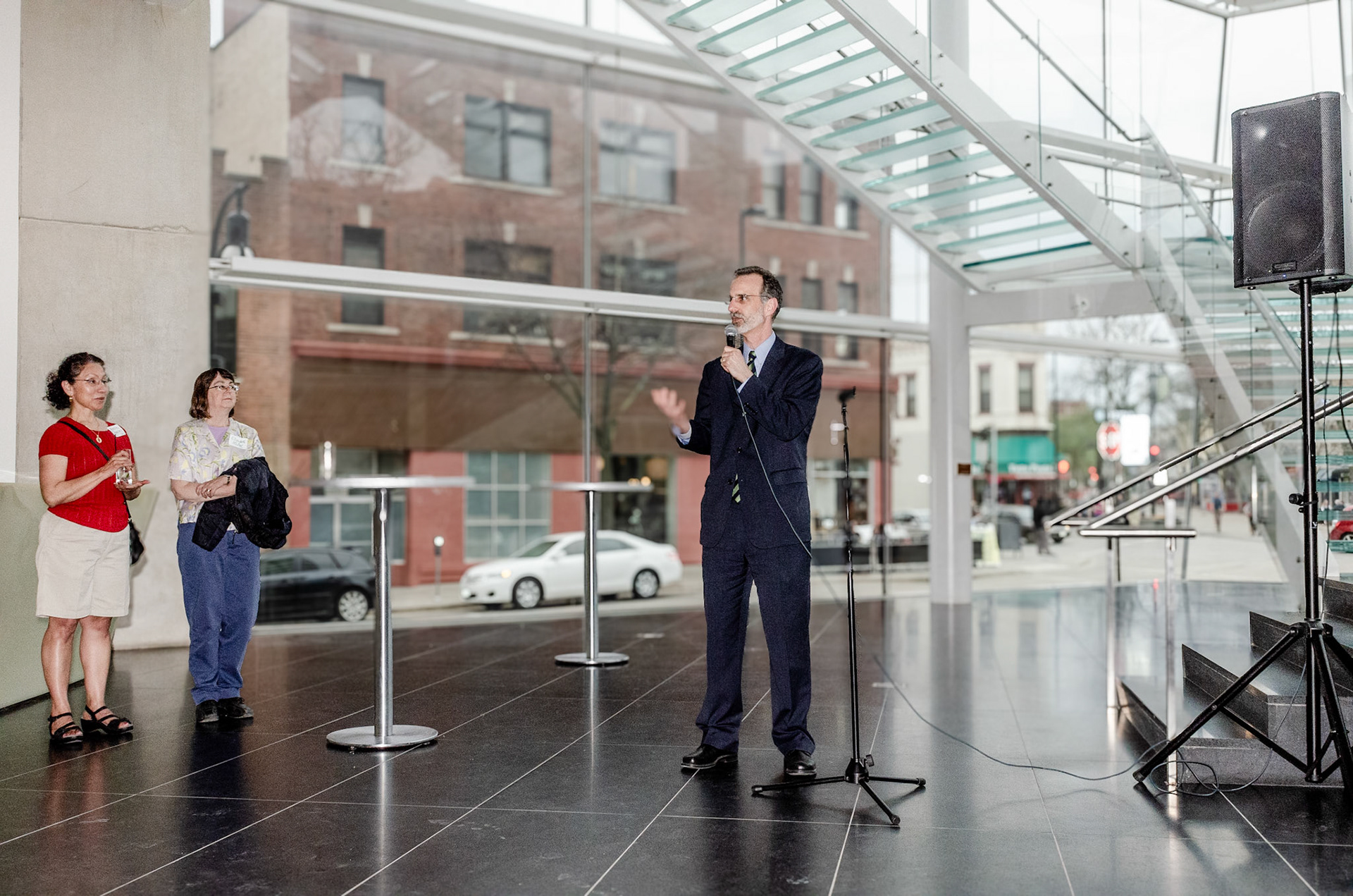 Keynote speaker addressing the crowd