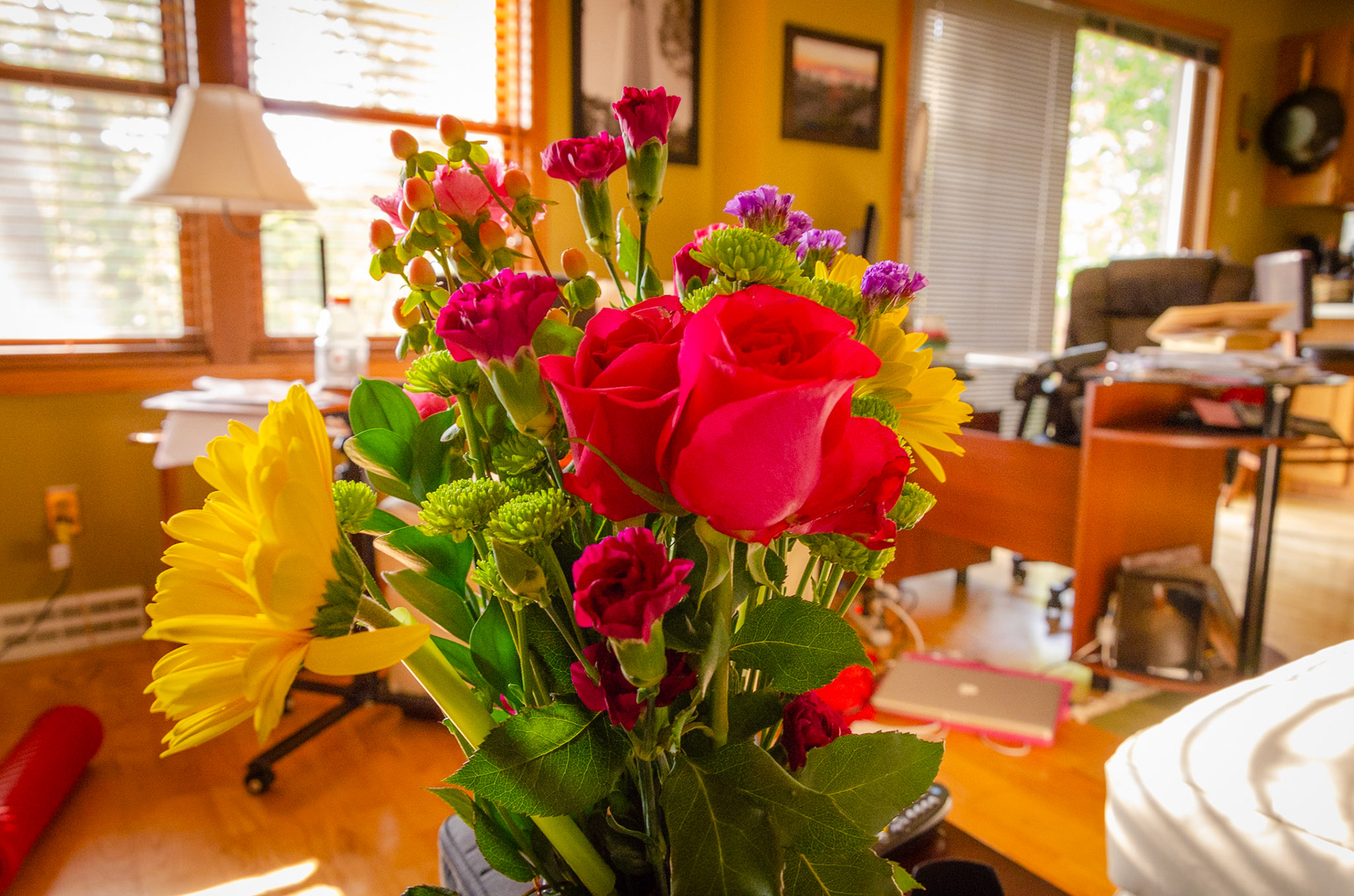 Floral arrangement in home